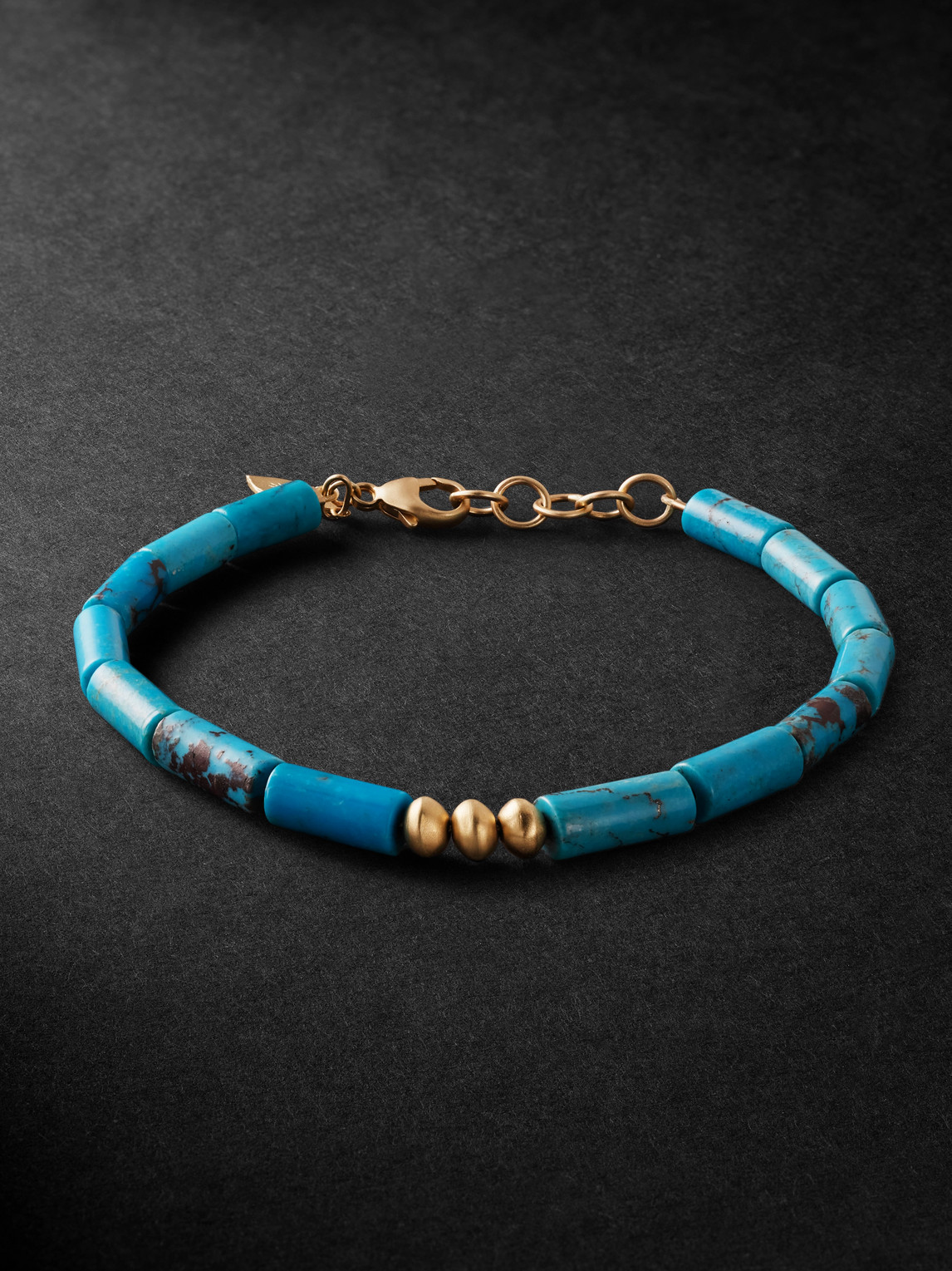 Jacquie Aiche Gold Turquoise Beaded Bracelet In Blue