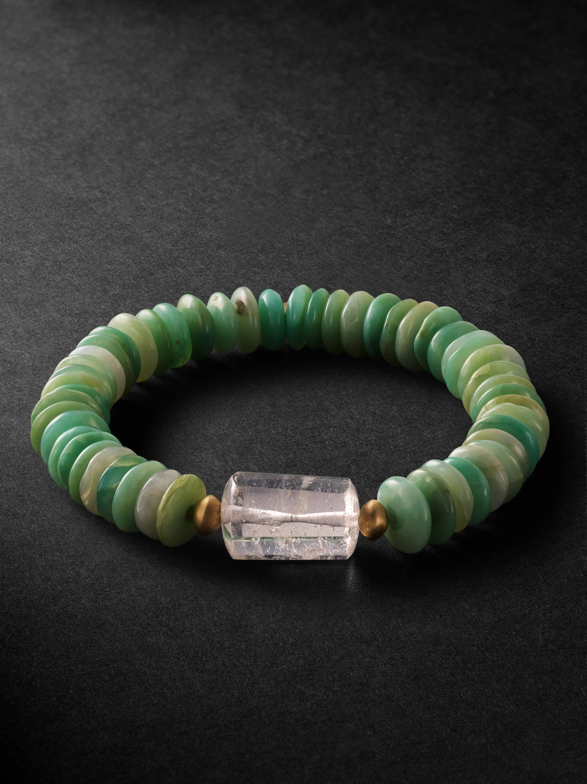 Jacquie Aiche Gold, Chrysoprase And Quartz Beaded Bracelet In Green