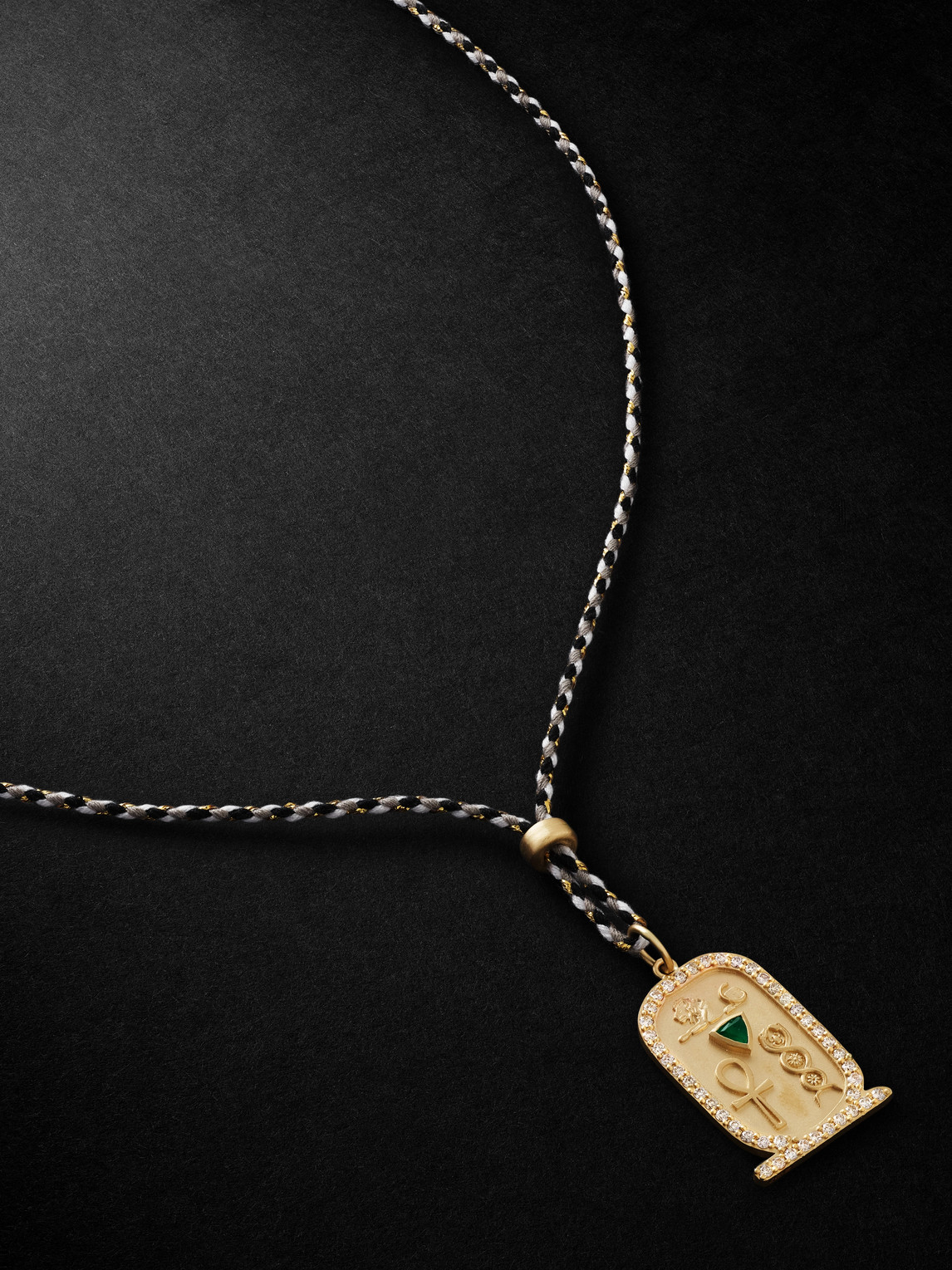 Jacquie Aiche Gold, Silk, Diamond And Emerald Necklace