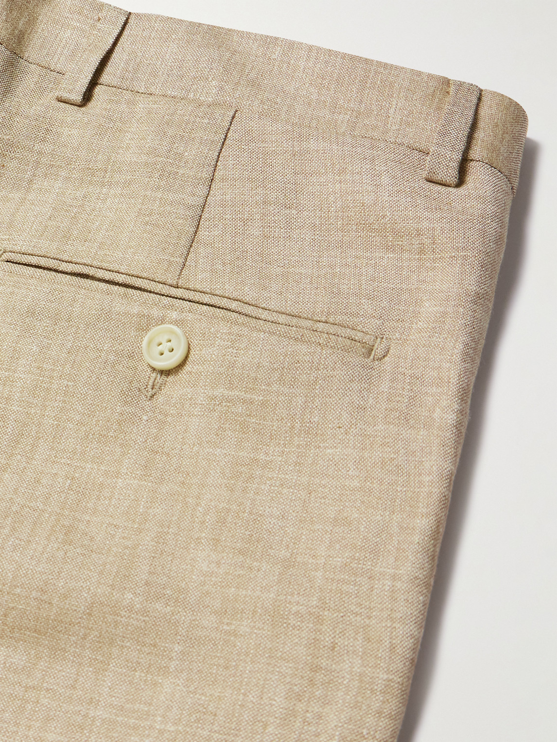 Shop Mr P Straight-leg Wool And Silk-blend Bermuda Shorts In Neutrals