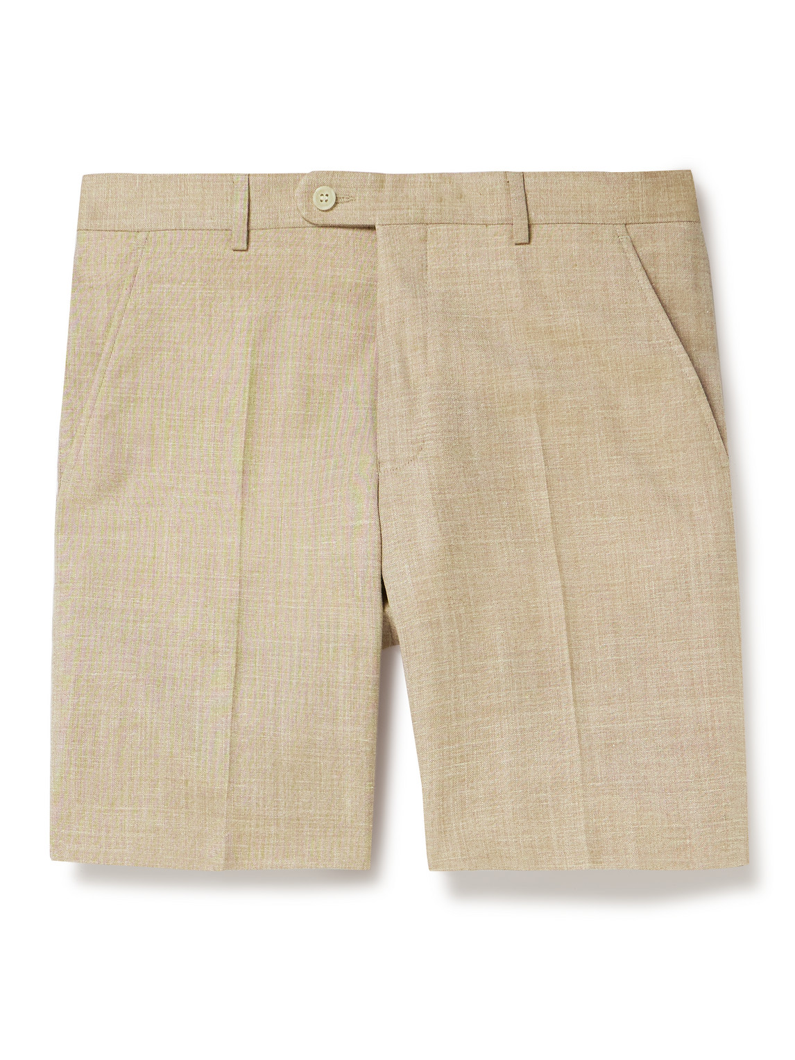 Mr P Straight-leg Wool And Silk-blend Bermuda Shorts In Neutrals