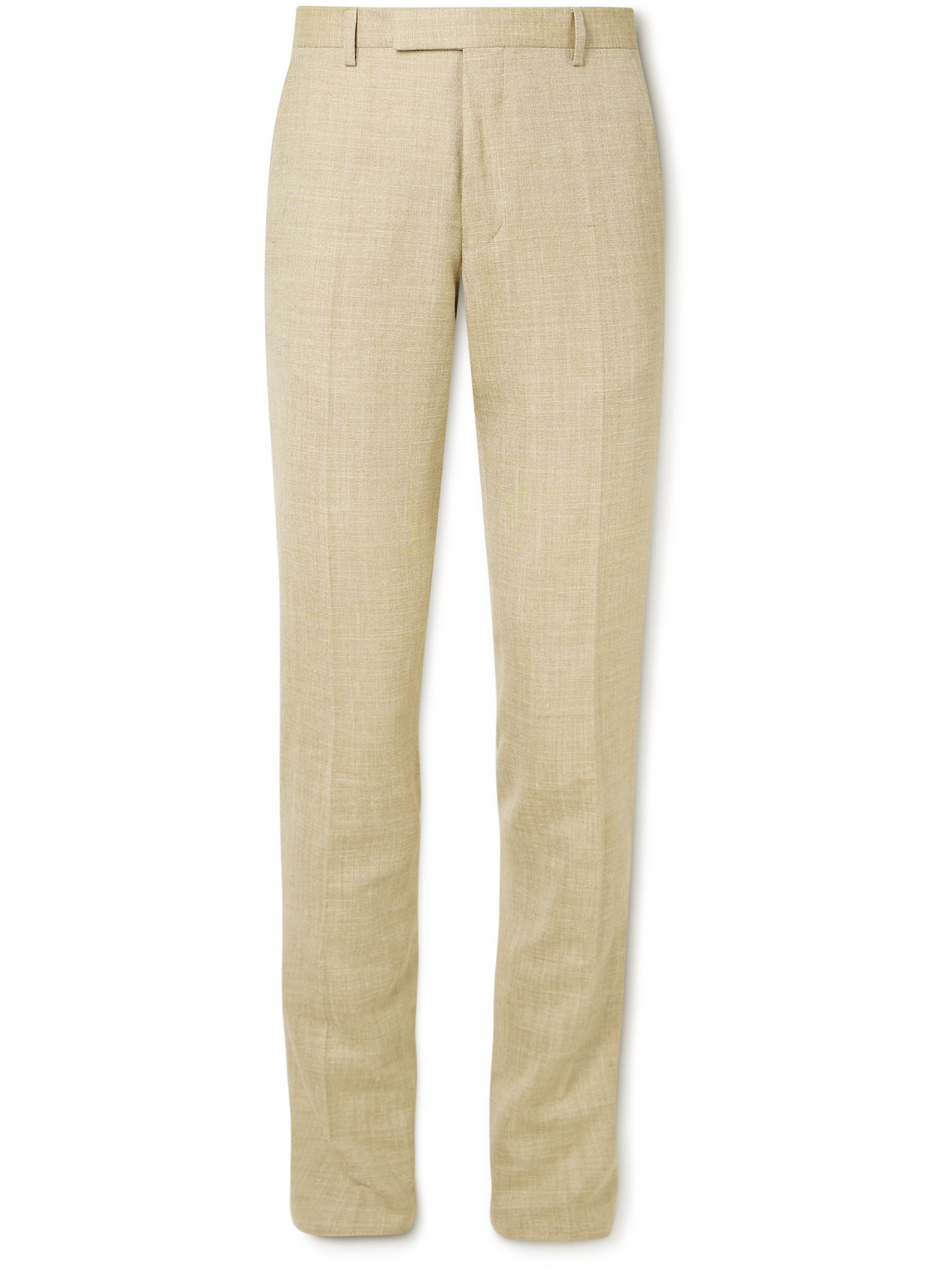 Mr P Straight-leg Wool, Silk And Linen-blend Trousers In Neutrals