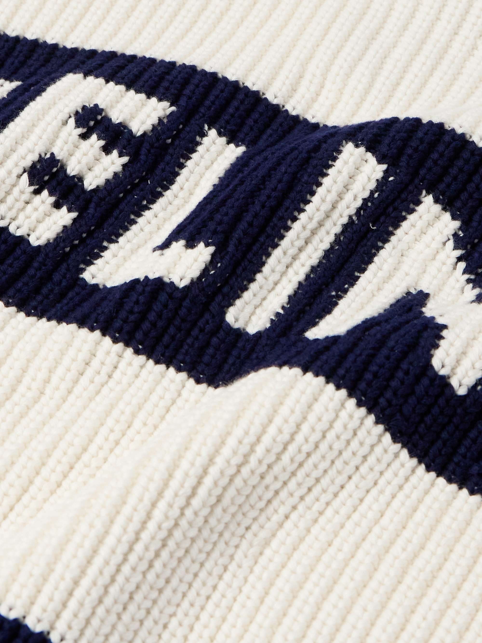 CELINE HOMME Logo-Intarsia Striped Cotton Sweater for Men CELINE HOMME Logo-Intarsia Striped Cotton Sweater for Men
