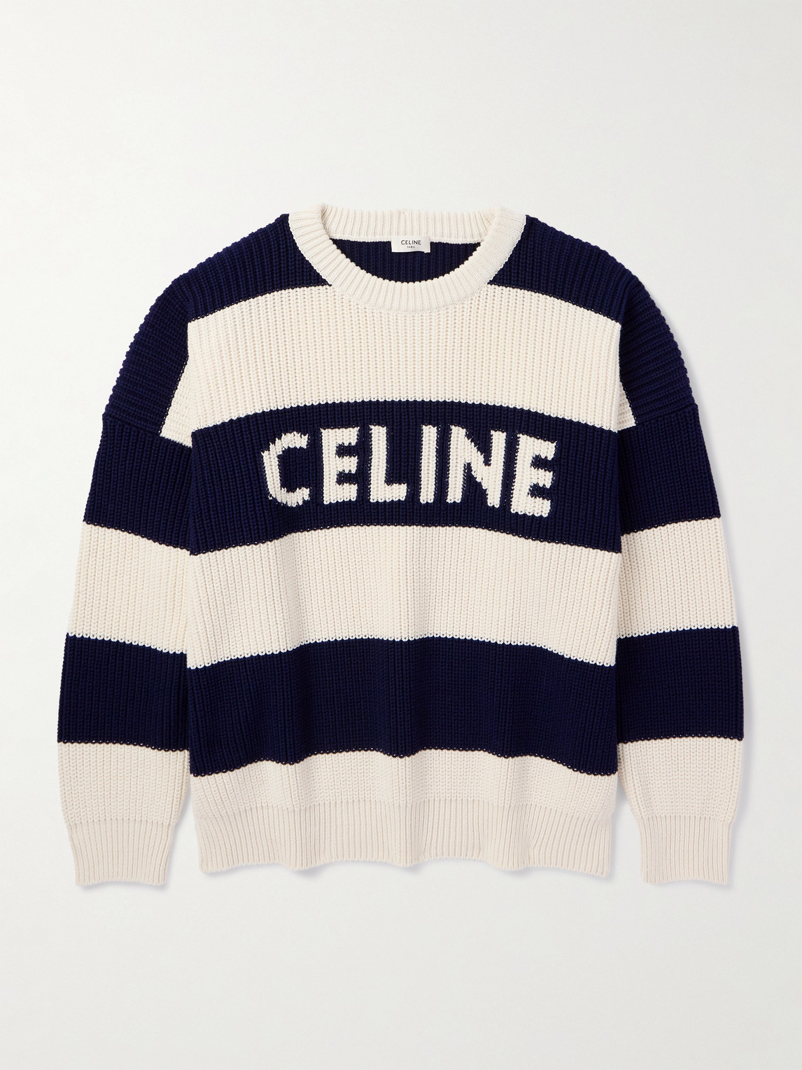 Logo-Intarsia Striped Cotton Sweater