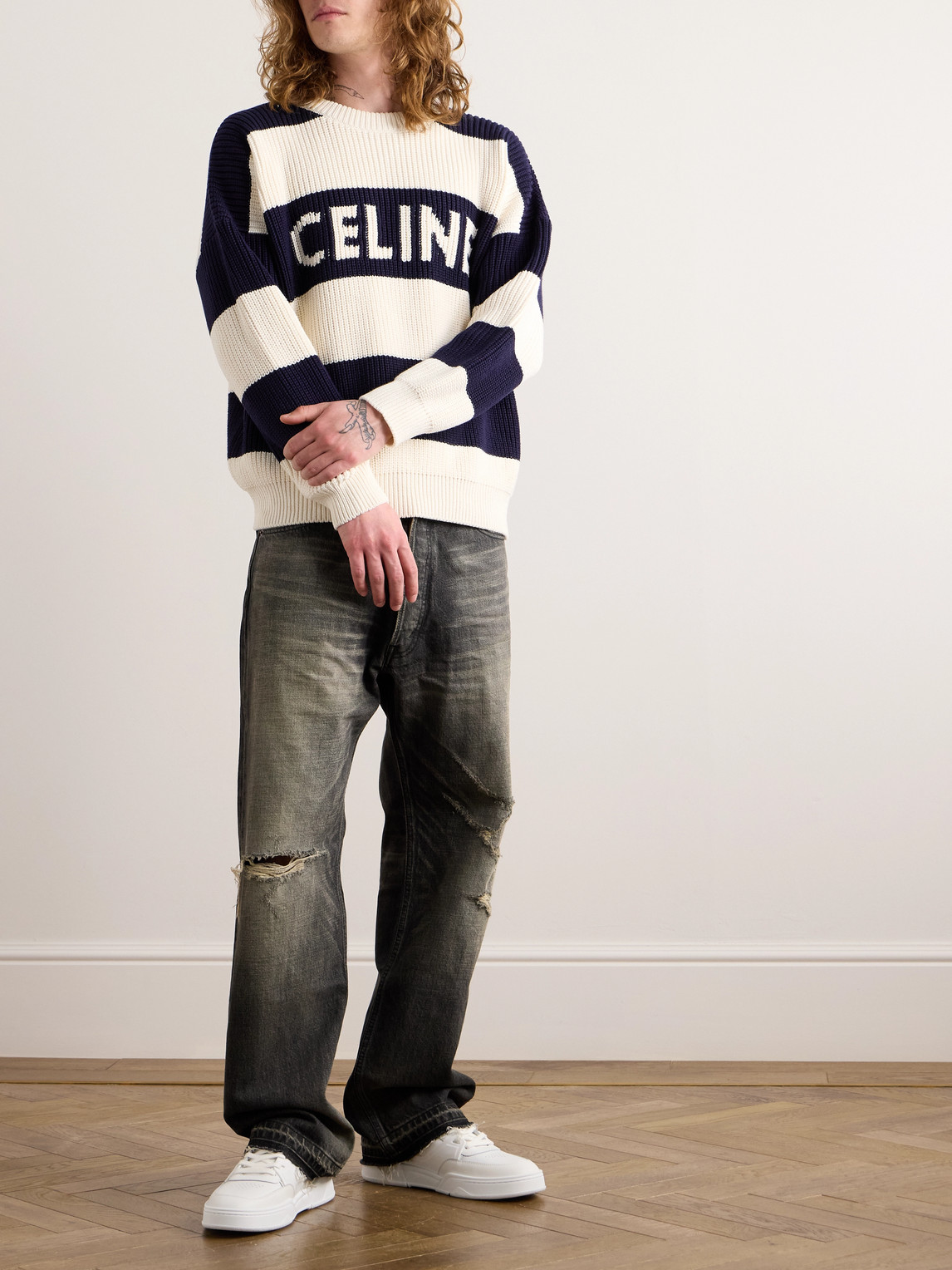 Logo-Intarsia Striped Cotton Sweater — 2