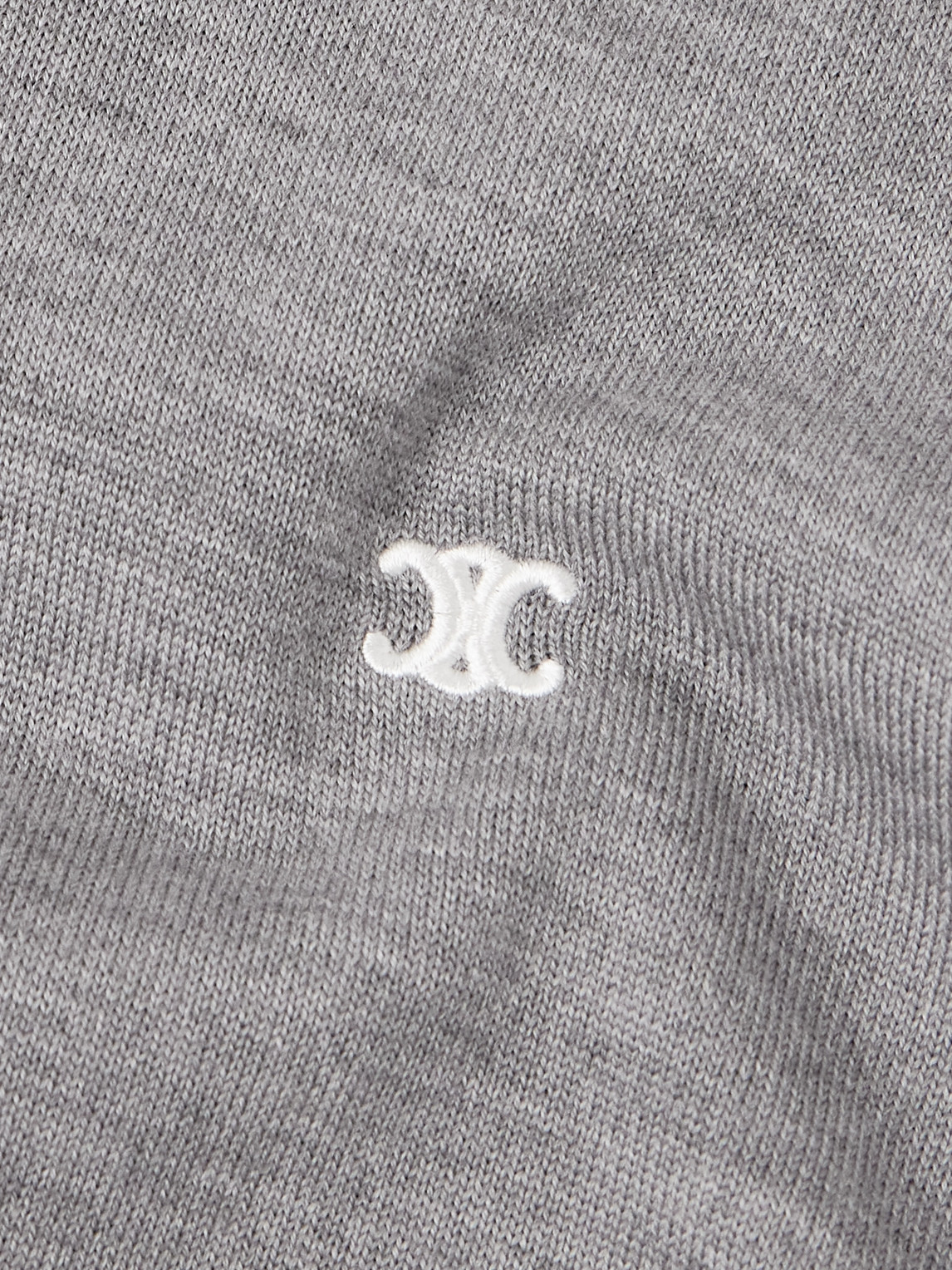 Celine Logo-embroidered Wool Sweater In Gray