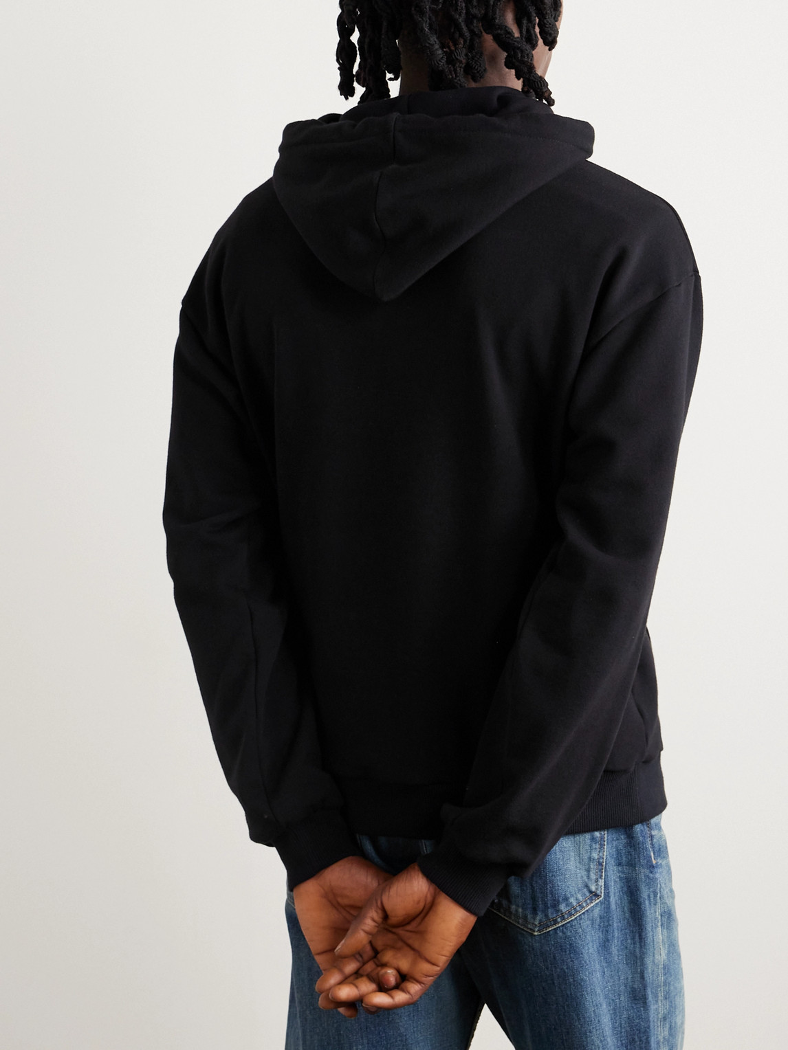 Celine Logo-print Cotton-blend Jersey Hoodie In Black