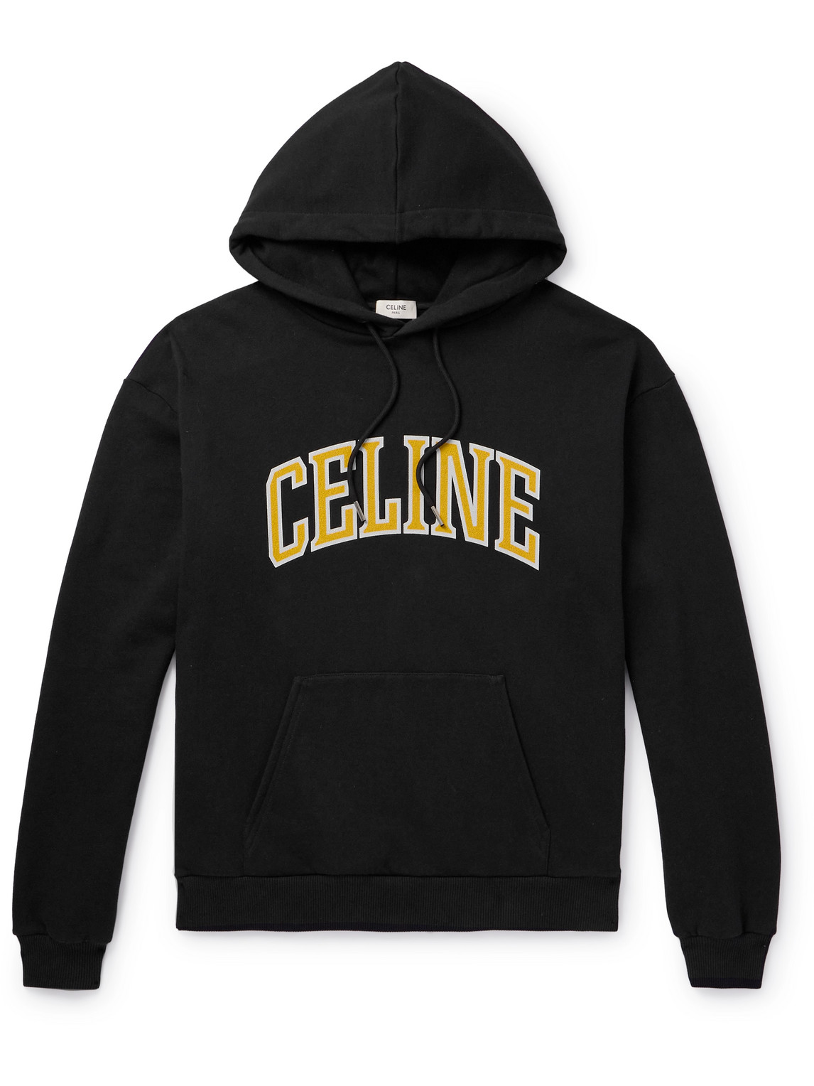 Celine Logo-print Cotton-blend Jersey Hoodie In Black