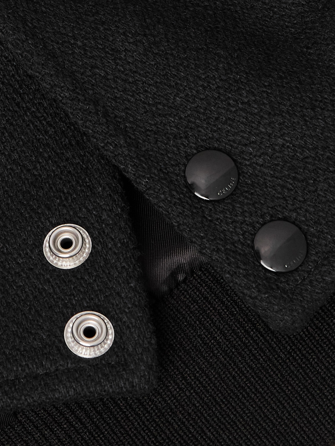 Celine Teddy Striped Colour-block Leather-trimmed Virgin Wool-blend Varsity Jacket In Black