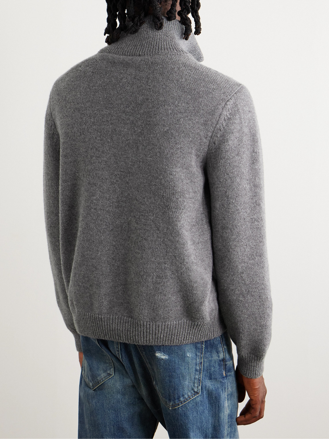 Celine Logo-embroidered Wool And Cashmere-blend Half-zip Sweater In Animal Print