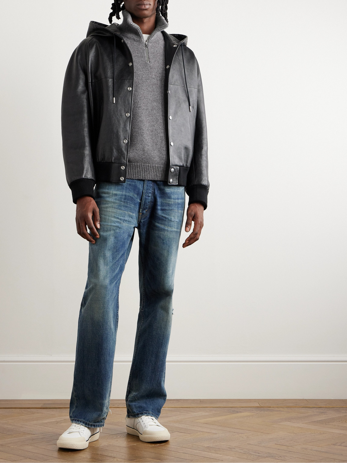Celine Logo-embroidered Wool And Cashmere-blend Half-zip Sweater In Animal Print