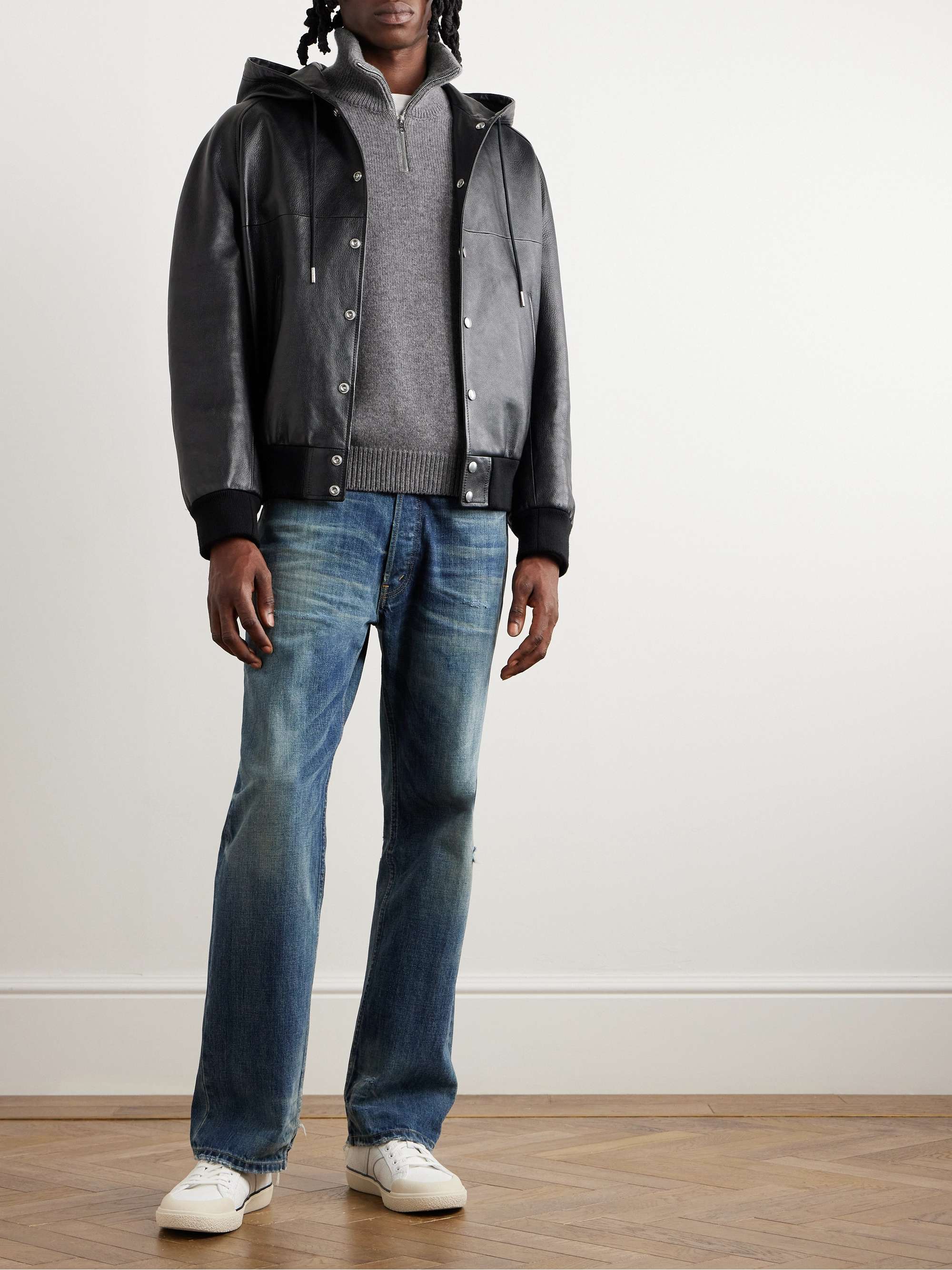 CELINE HOMME Logo-Embroidered Wool and Cashmere-Blend Half