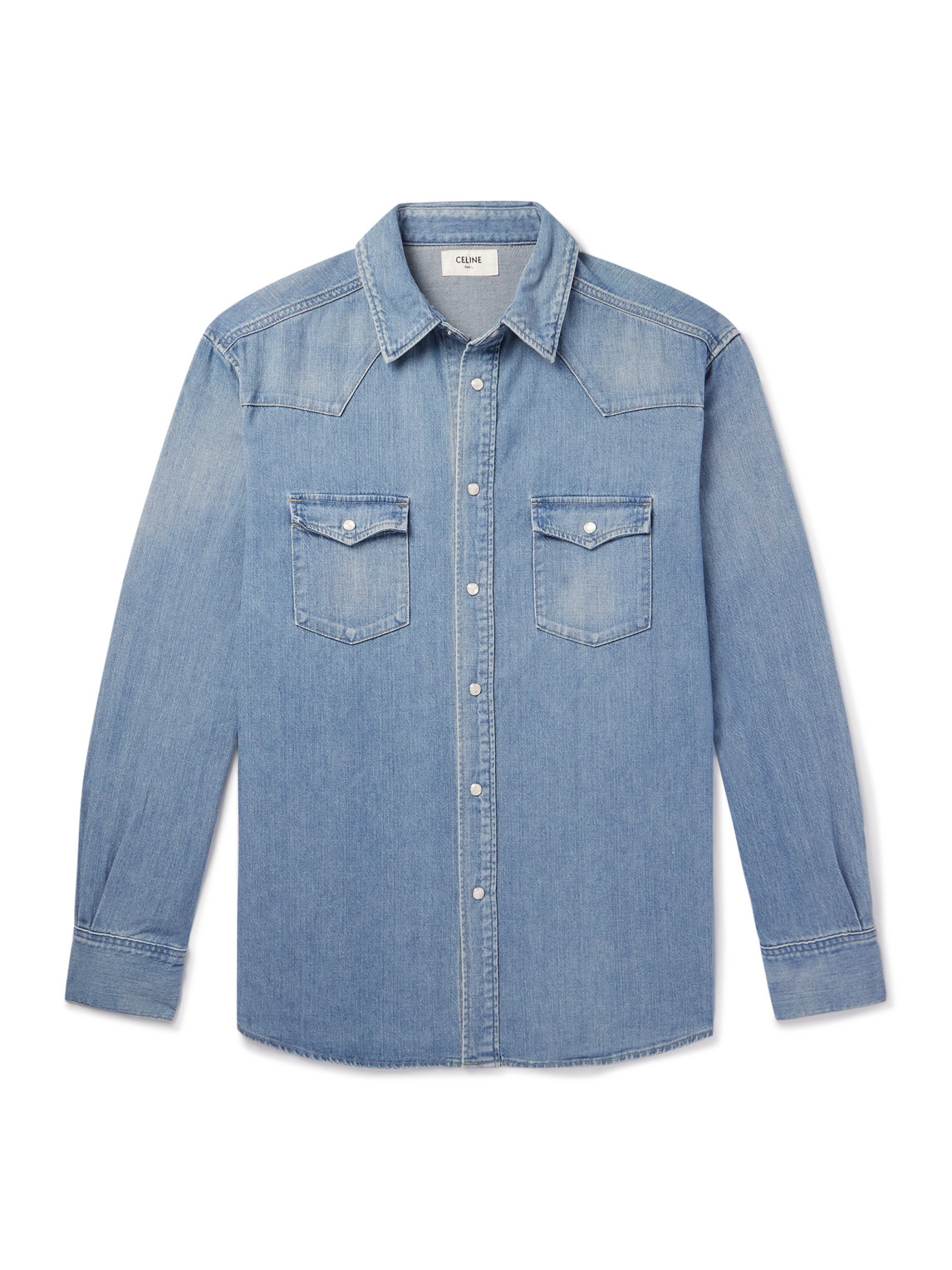 Celine Denim Western Shirt In Blue