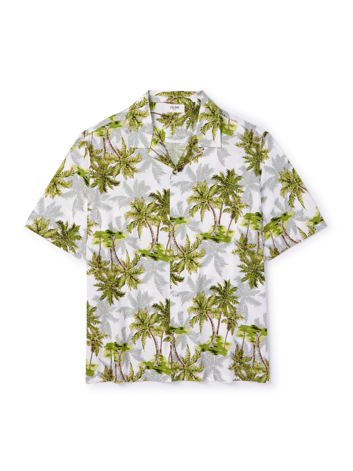 Celine Convertible-Collar Printed Voile Shirt - Men
