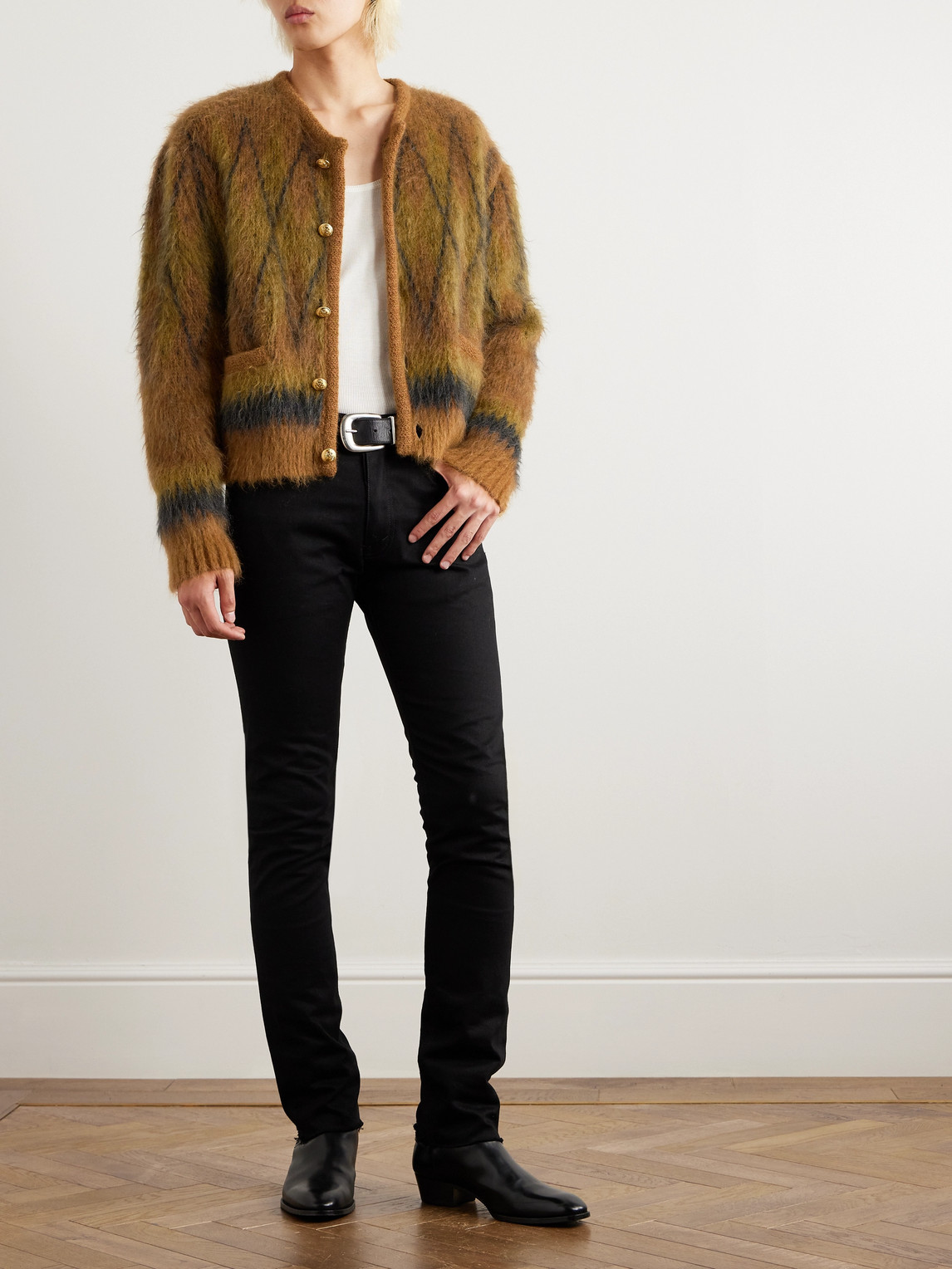 Celine Mohair-blend Cardigan In Animal Print