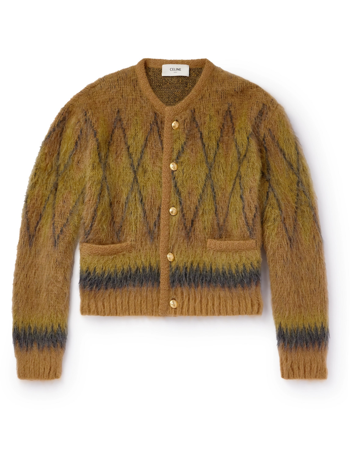 Celine Mohair-blend Cardigan In Animal Print