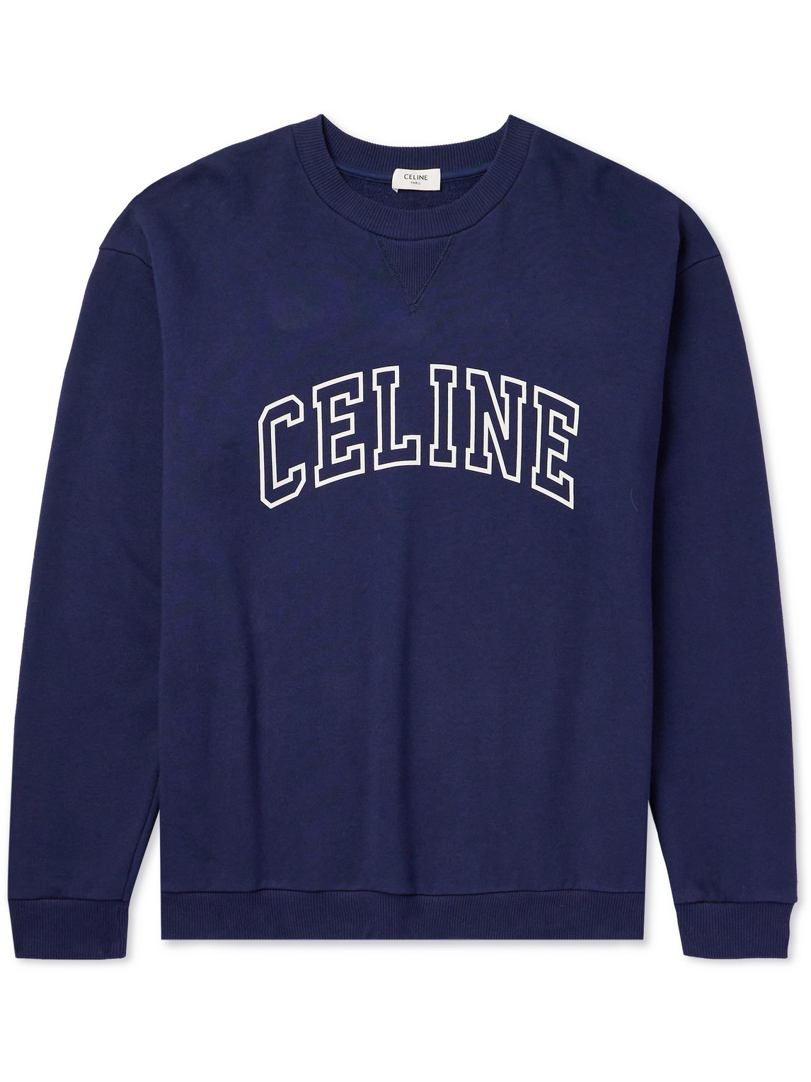 Celine Logo-print Cotton-blend Jersey Sweatshirt In Blue