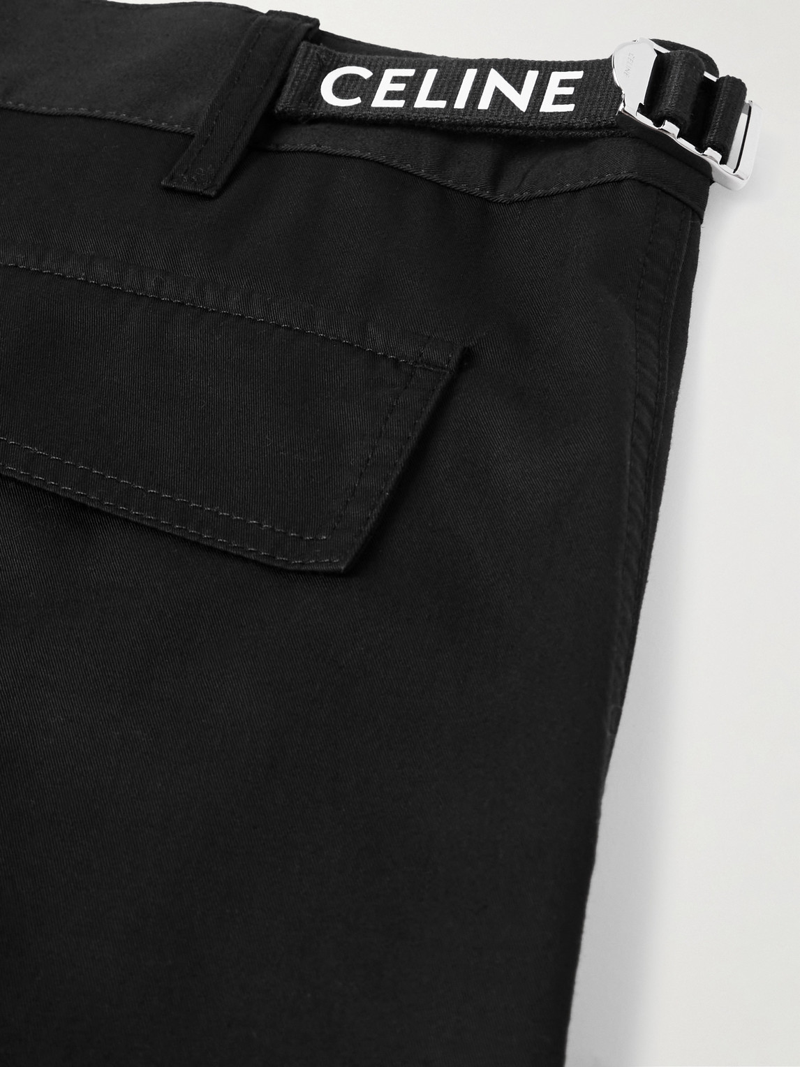 Celine Straight-leg Cotton And Linen-blend Cargo Trousers In Black