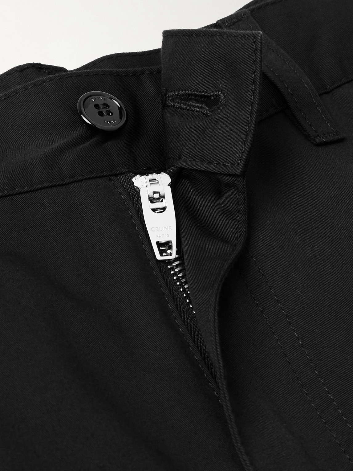 Celine Straight-leg Cotton And Linen-blend Cargo Trousers In Black
