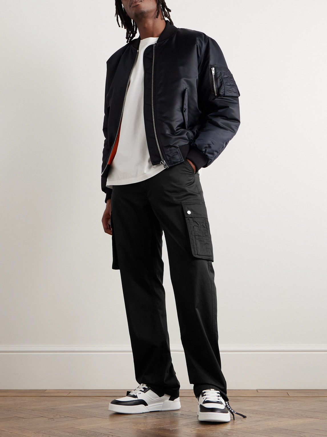 Celine Straight-leg Cotton And Linen-blend Cargo Trousers In Black
