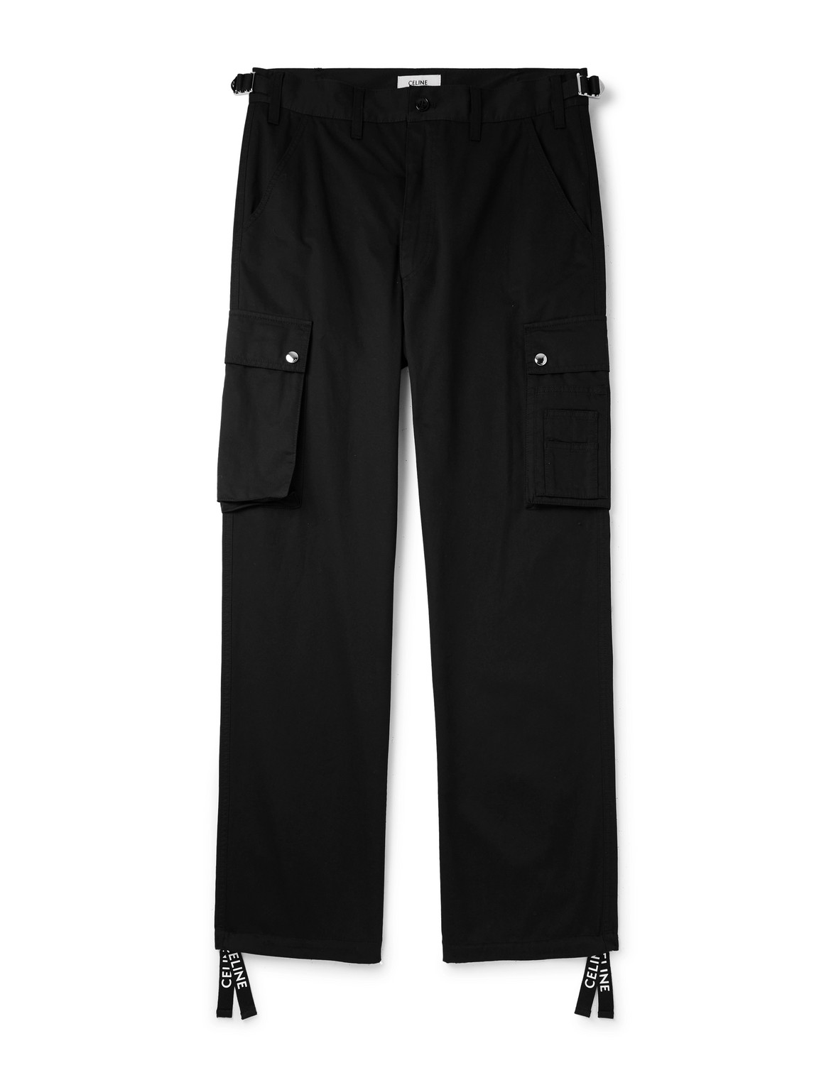 Celine Straight-leg Cotton And Linen-blend Cargo Trousers In Black