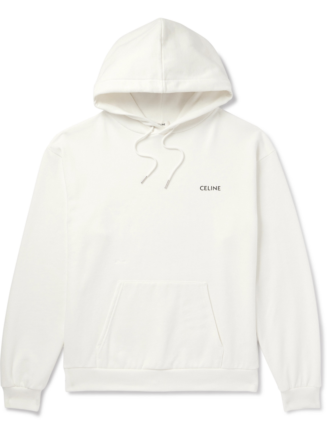 Celine Logo-print Cotton-jersey Hoodie In Neutral