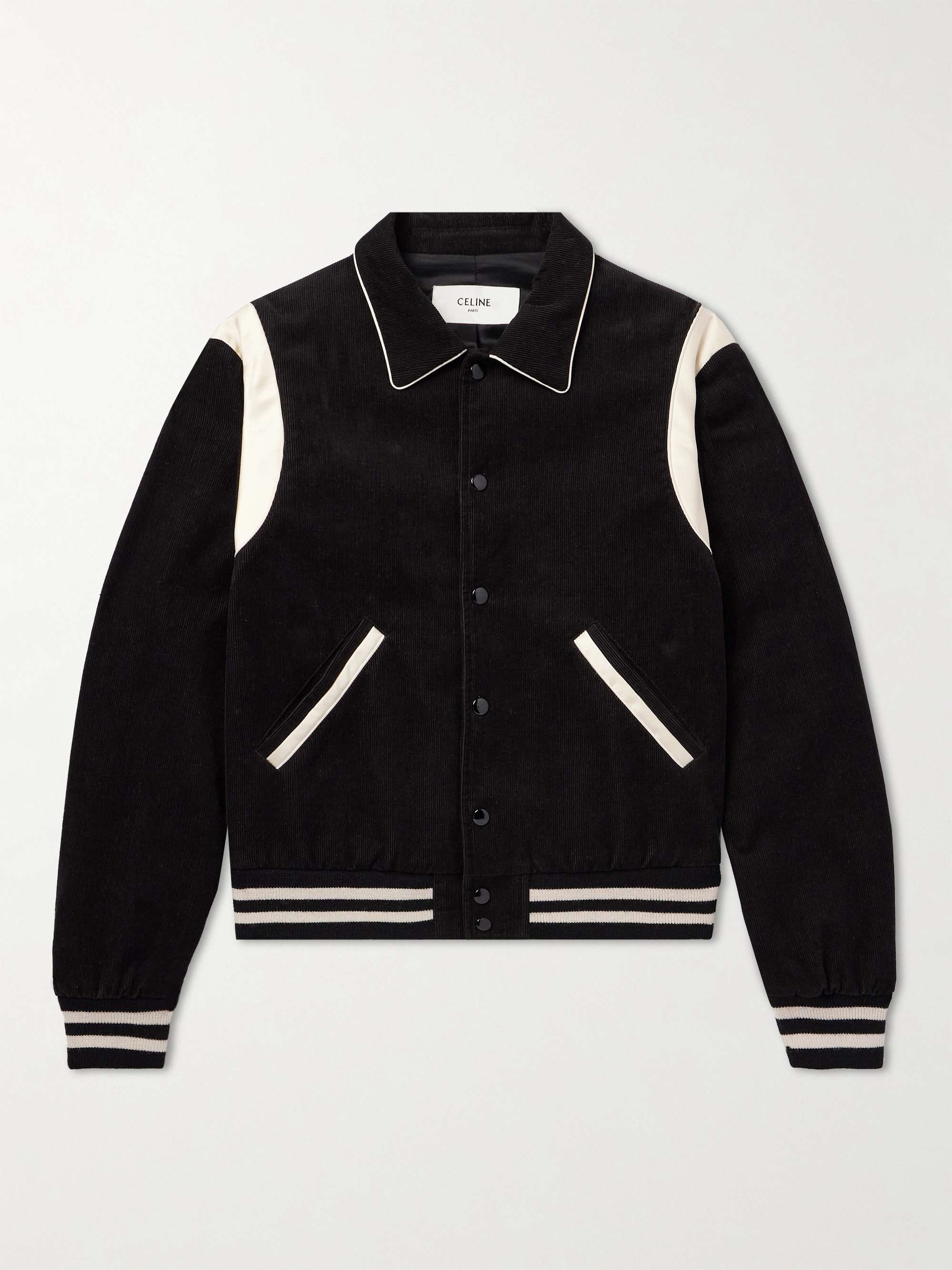 CELINE HOMME Satin-Trimmed Cotton-Corduroy Bomber Jacket for Men | MR ...