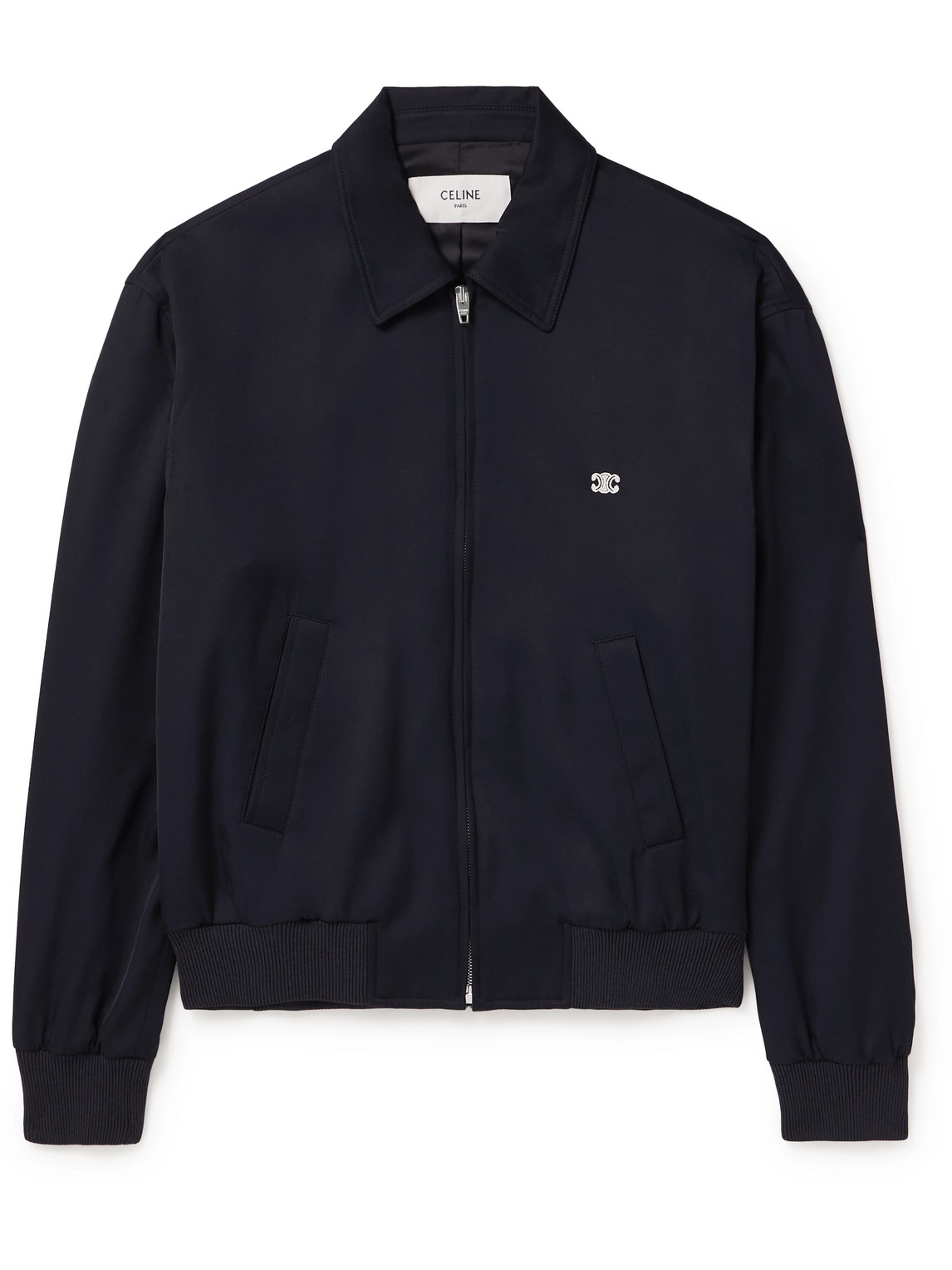 Celine Logo-embroidered Nylon-twill Blouson Jacket In Blue