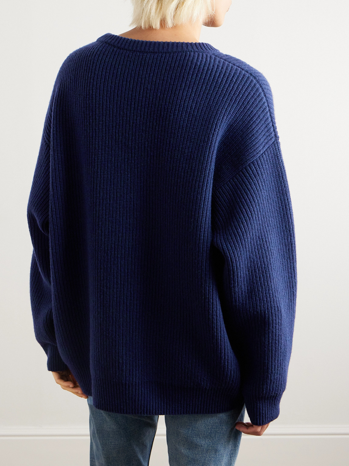 Celine Logo-embroidered Ribbed Wool Sweater In Animal Print