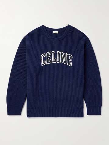 Celine Boat Neck Striped Sweater in Blue