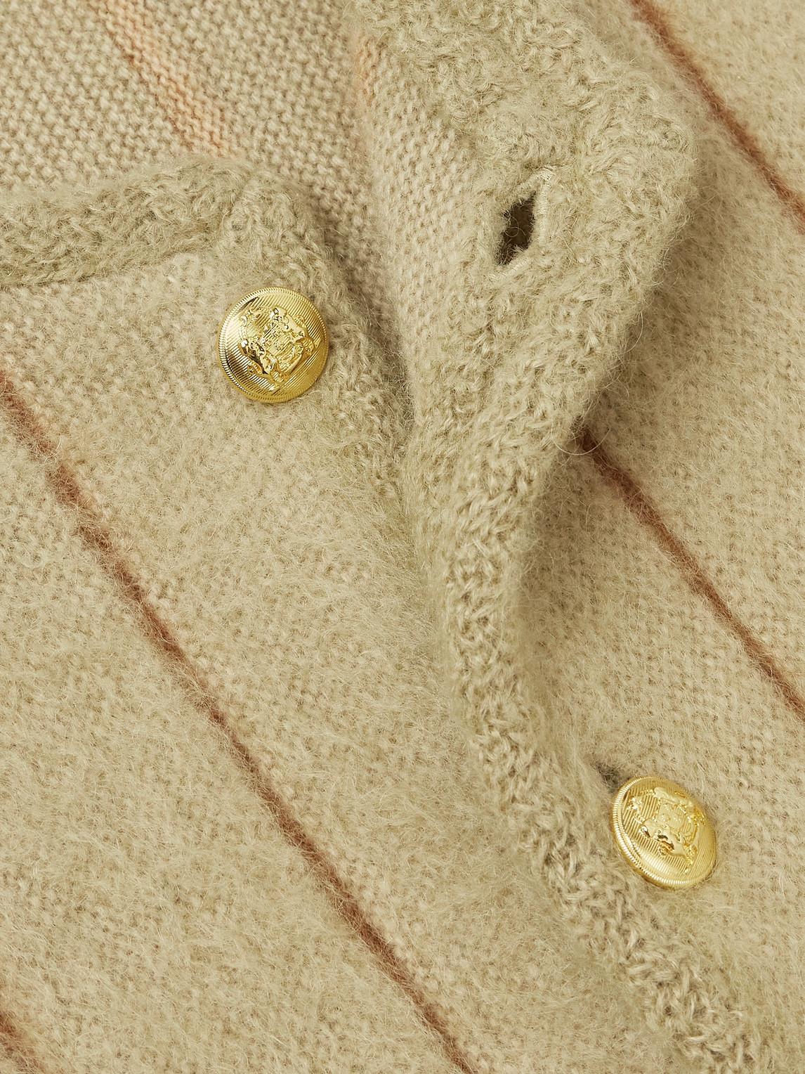 Celine Striped Mohair-blend Cardigan In Brown
