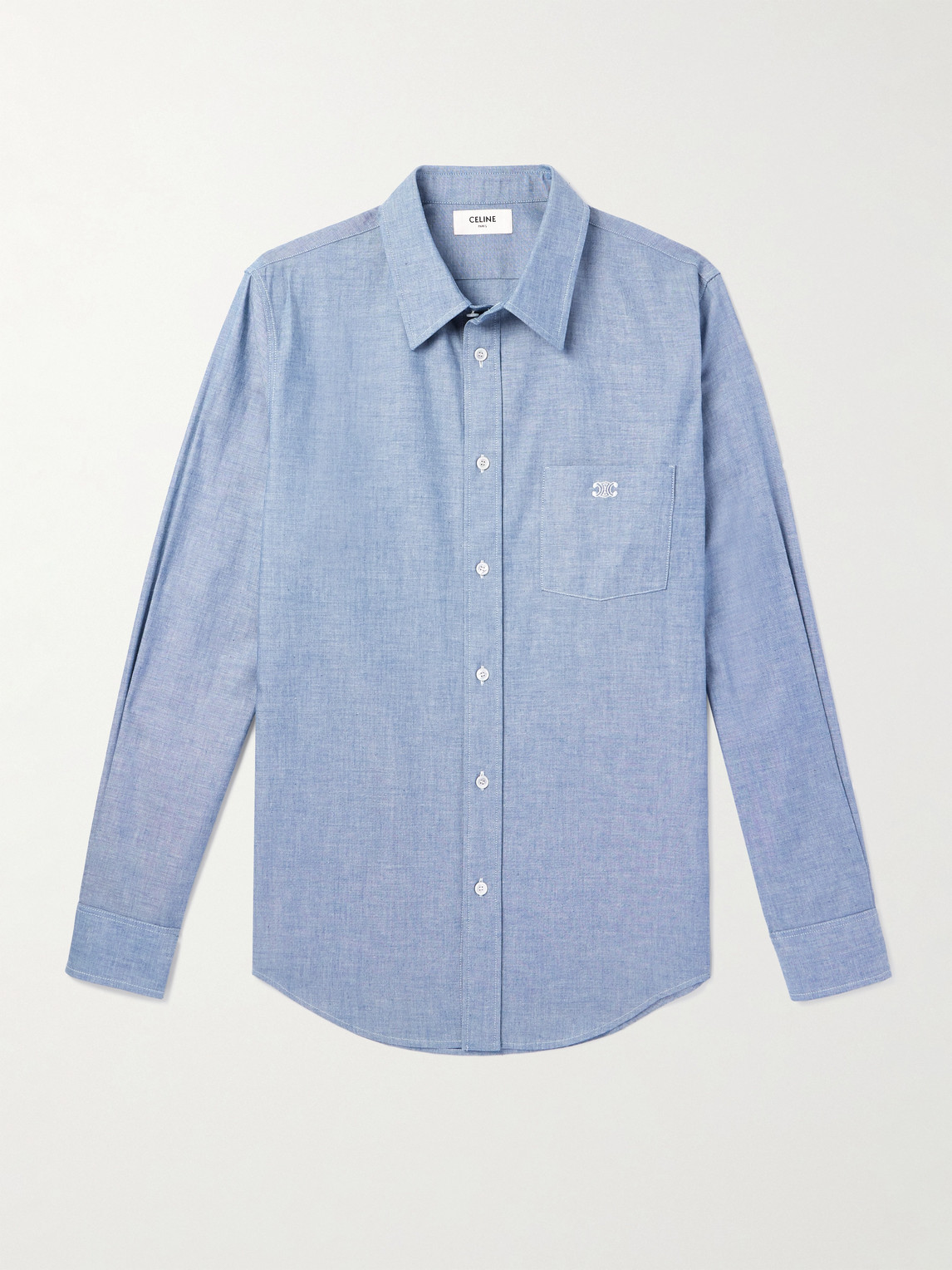 Logo-Embroidered Cotton-Chambray Shirt