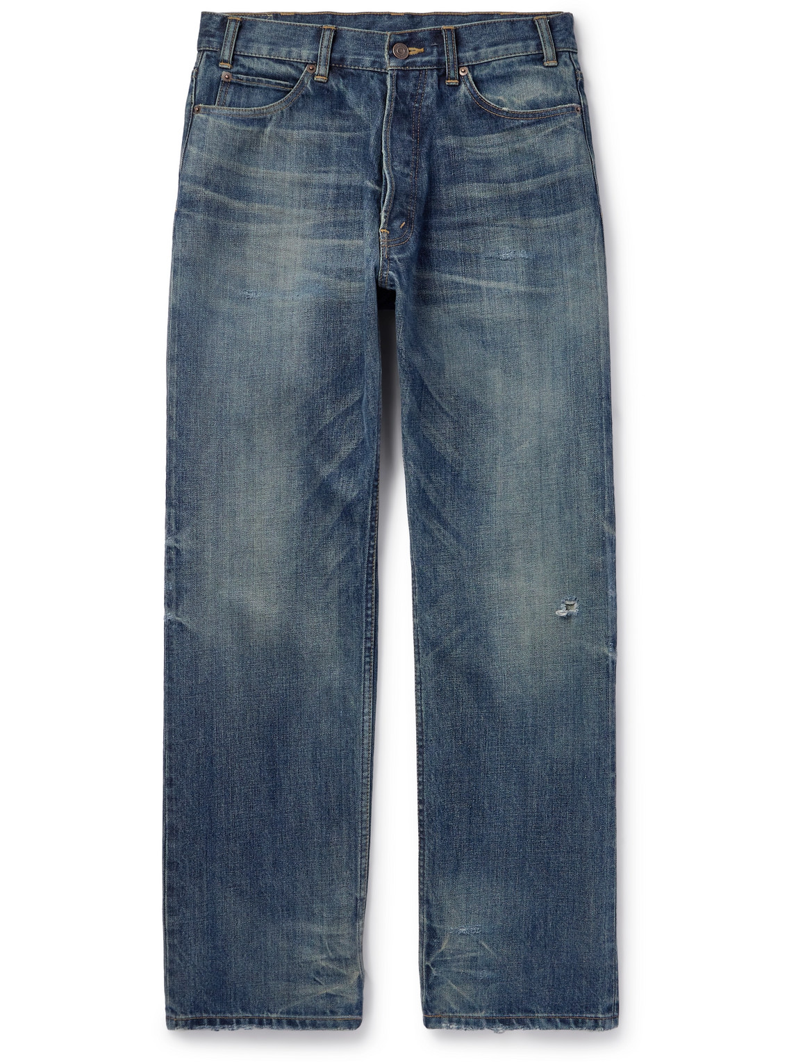Celine Wesley Distressed Straight-leg Jeans In Blue