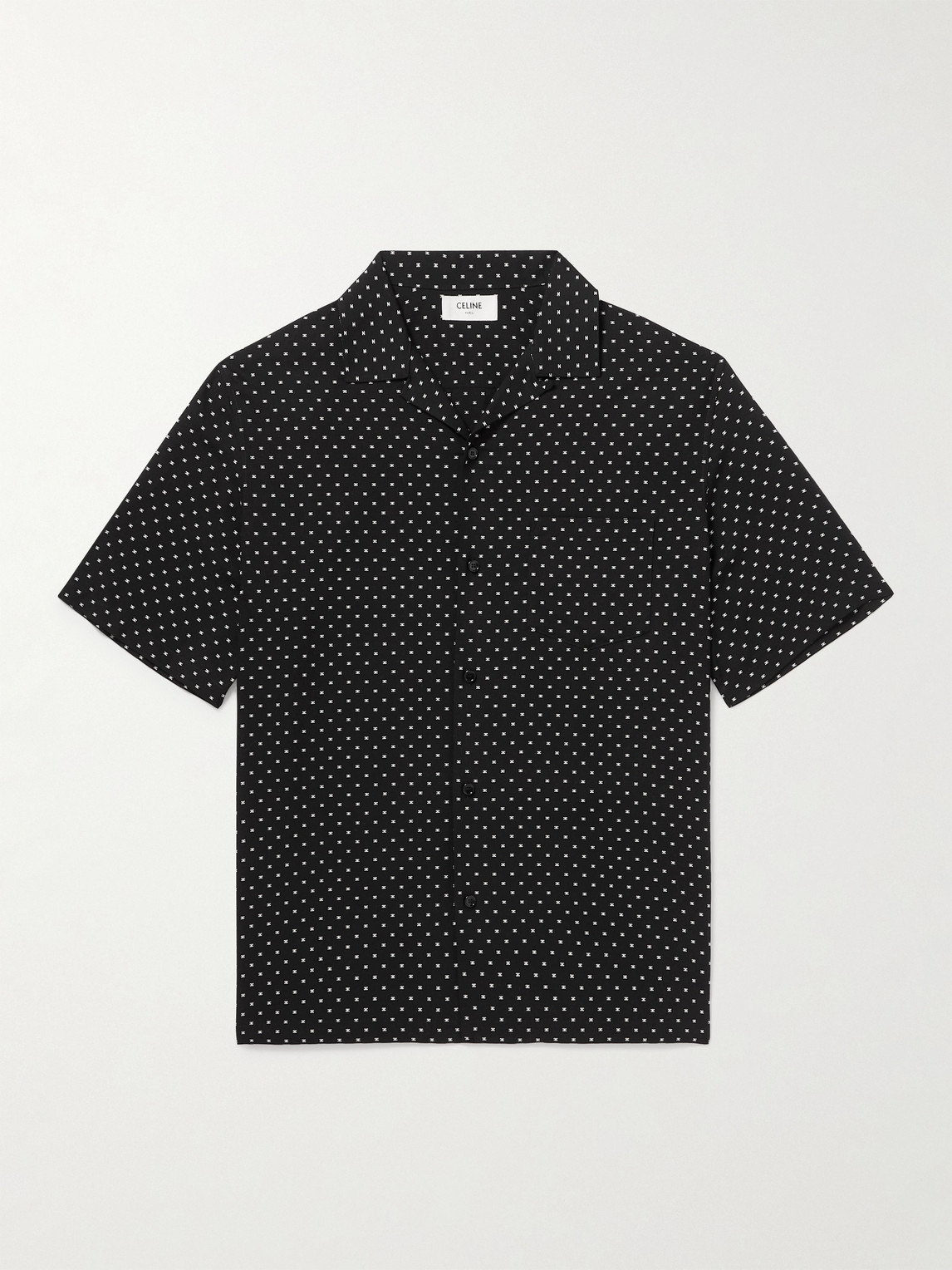 Convertible-Collar Logo-Print Woven Shirt