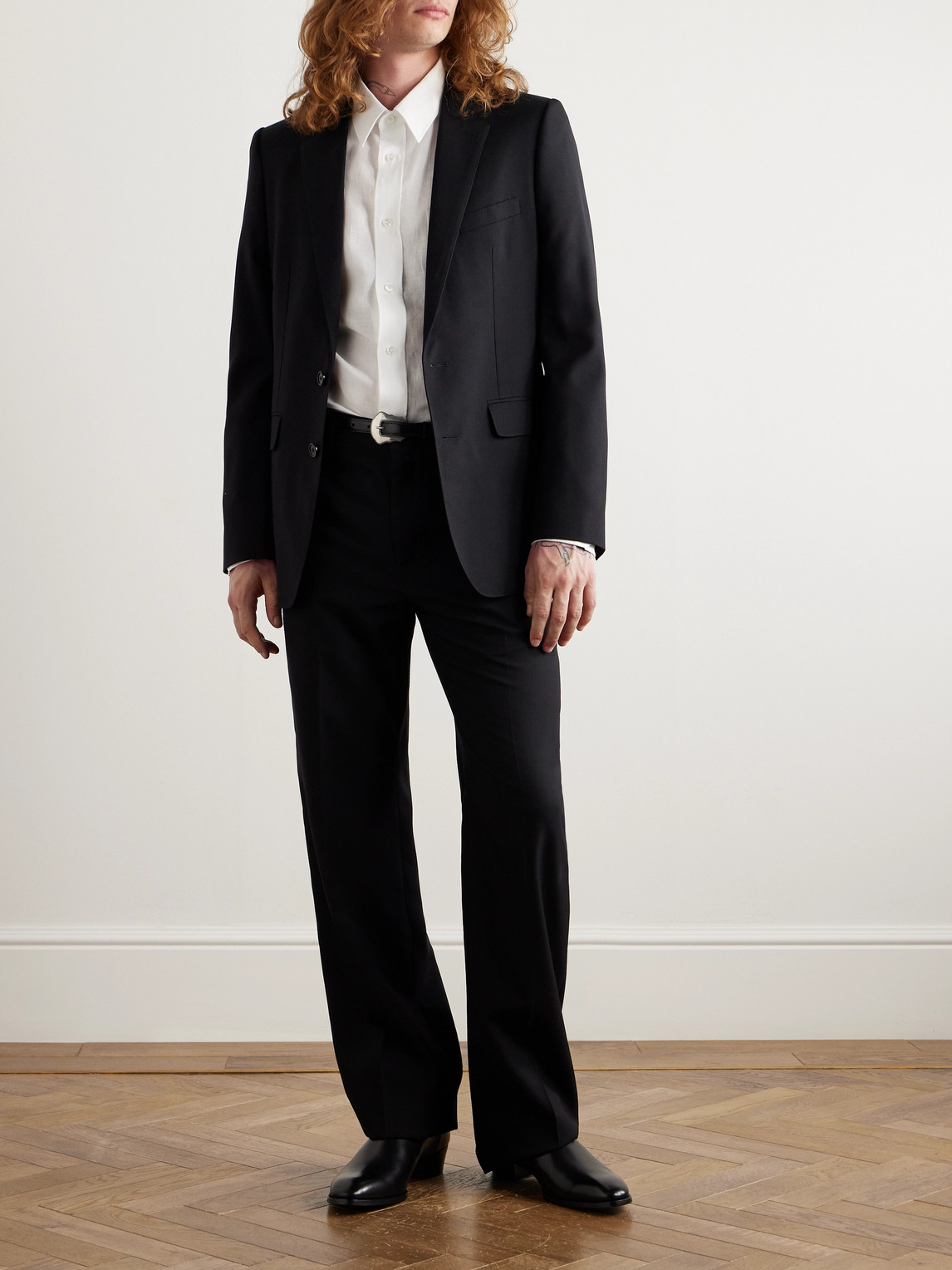 Celine Logo-embroidered Linen Shirt In White