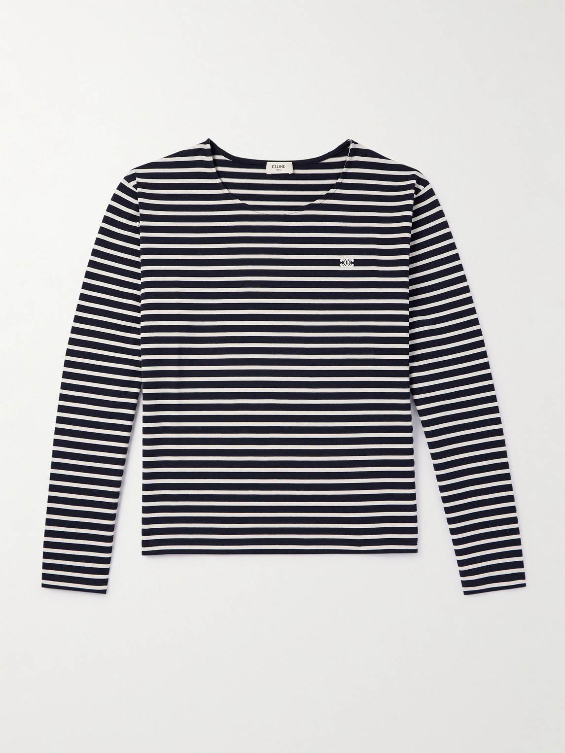 Logo-Embroidered Striped Cotton-Jersey T-Shirt