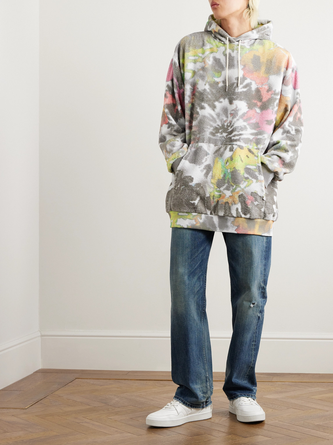 Celine Tie-dyed Cotton-terry Hoodie In Multi
