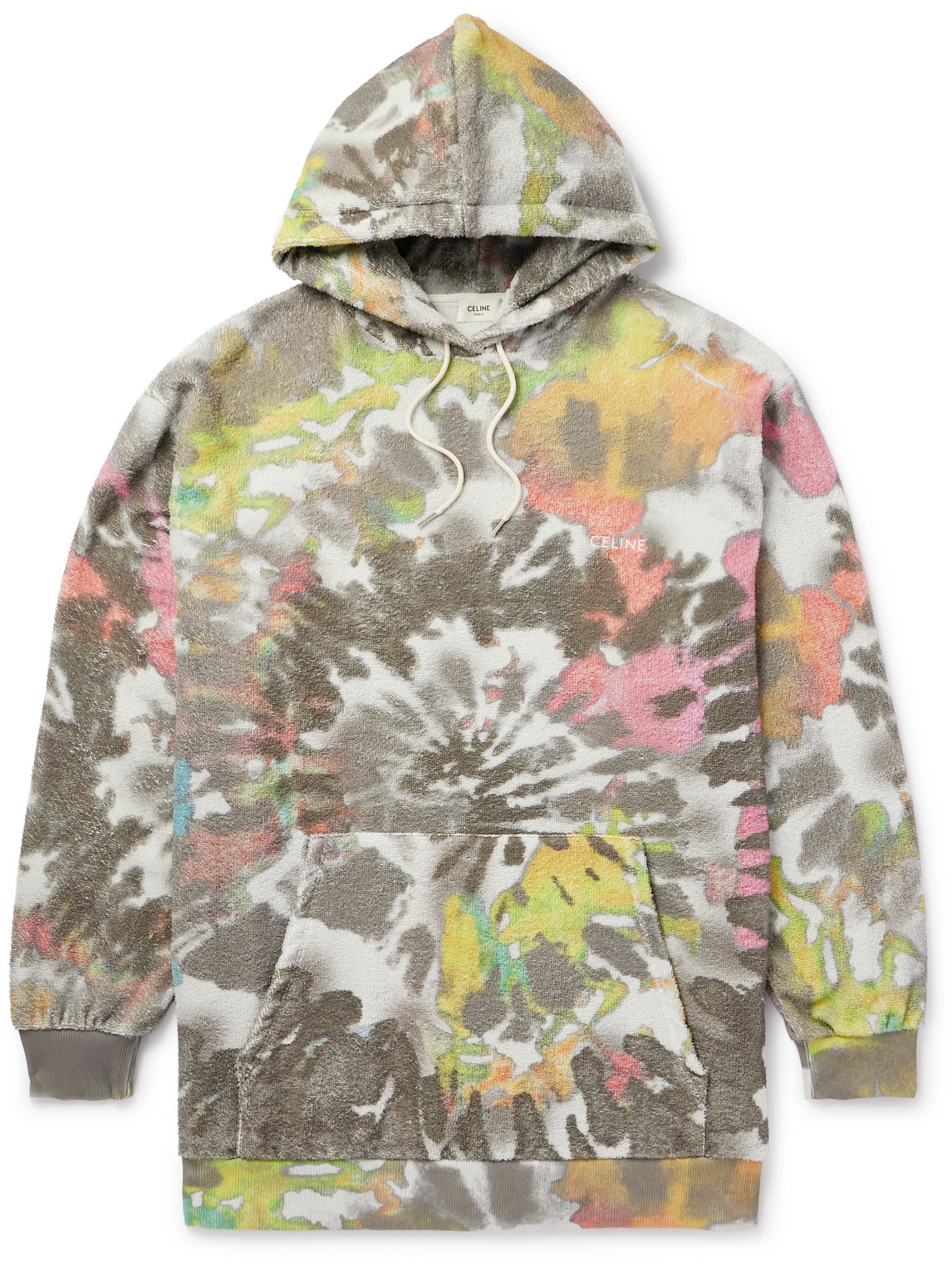 Celine Tie-dyed Cotton-terry Hoodie In Multi
