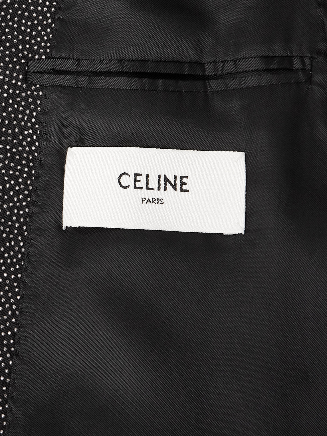 Celine Crystal-embellished Virgin Wool-gabardine Blazer In Gray