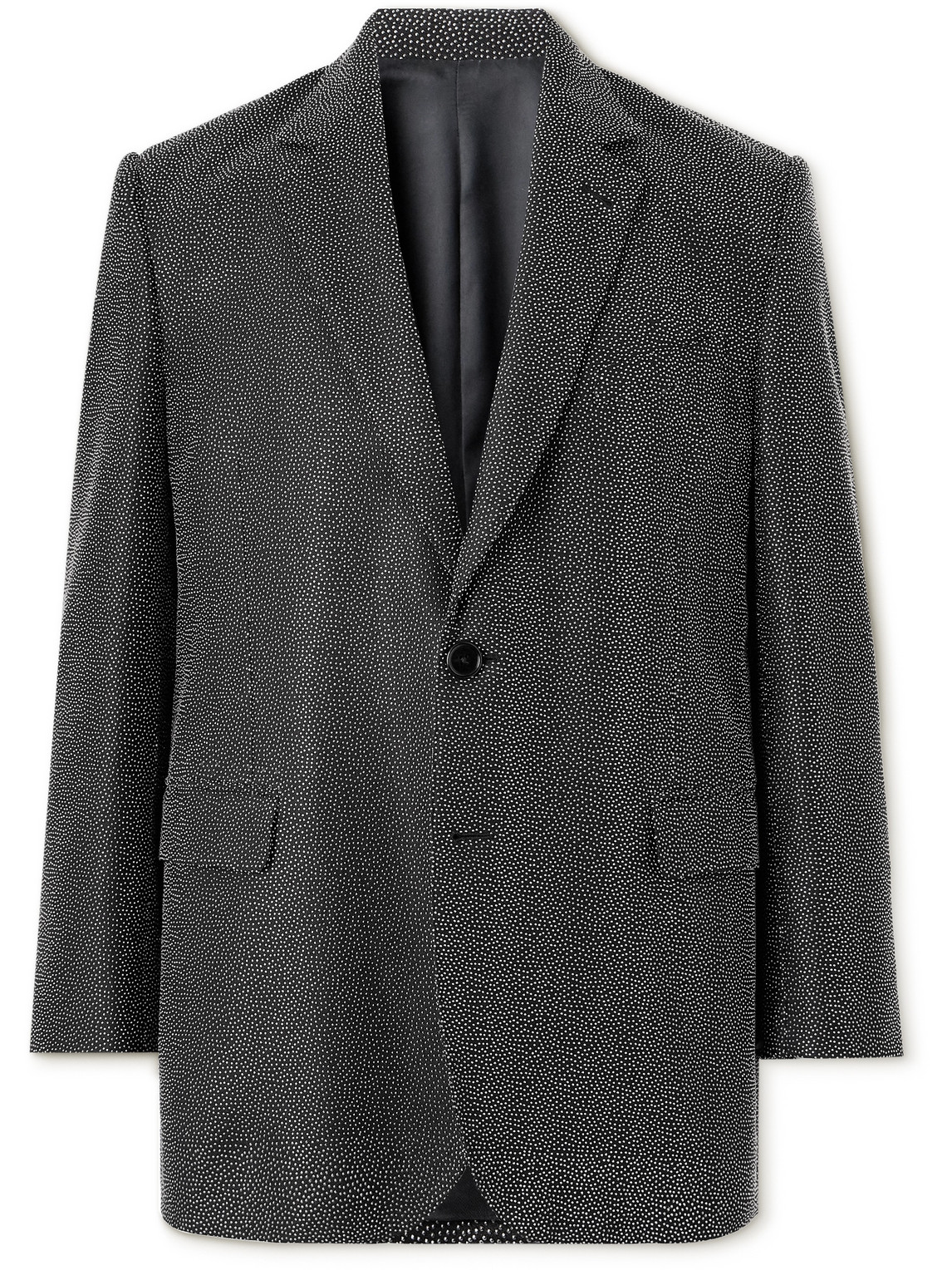 Celine Crystal-embellished Virgin Wool-gabardine Blazer In Gray