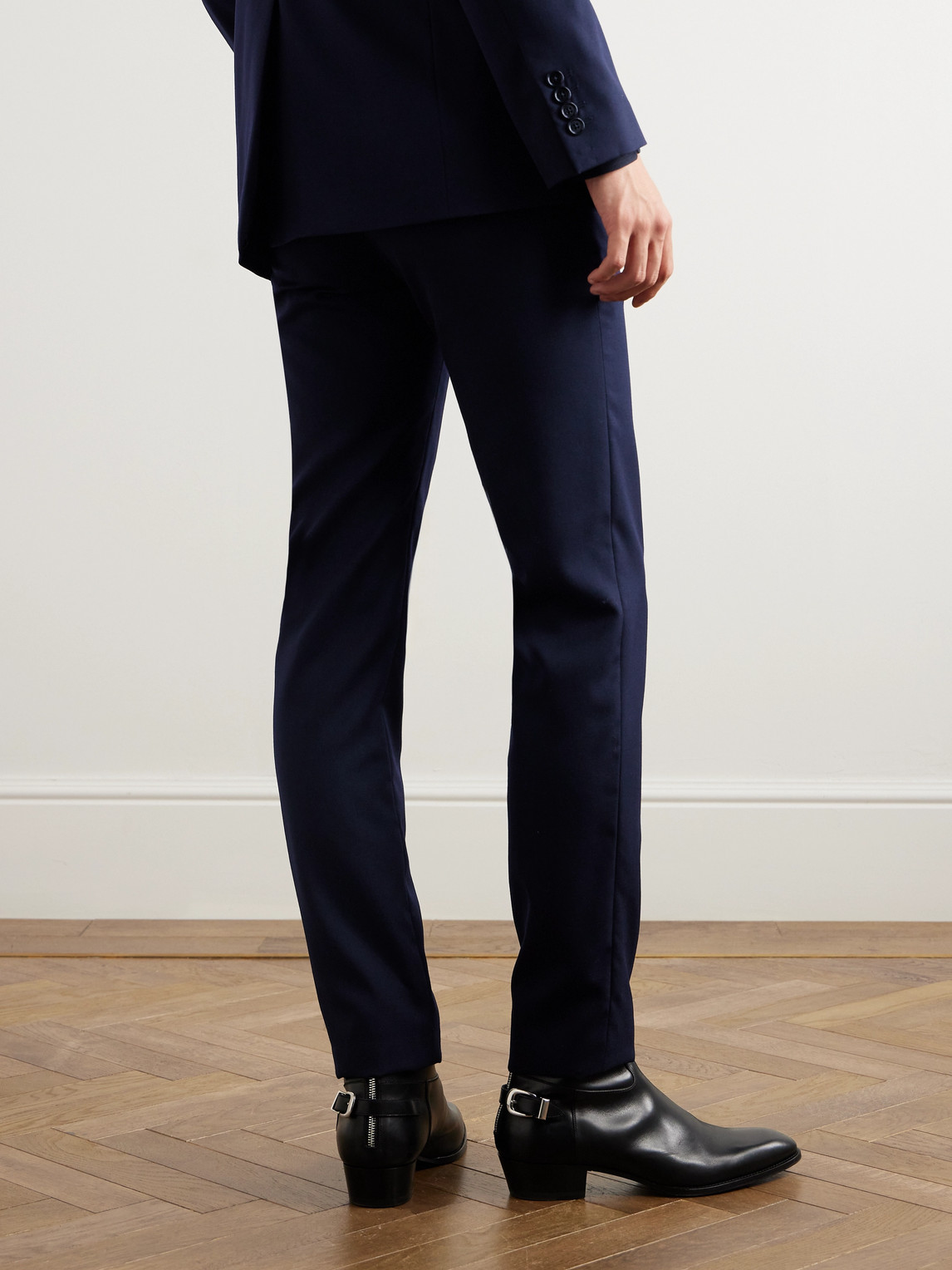 Celine Slim-fit Cotton-gabardine Trousers In Blue