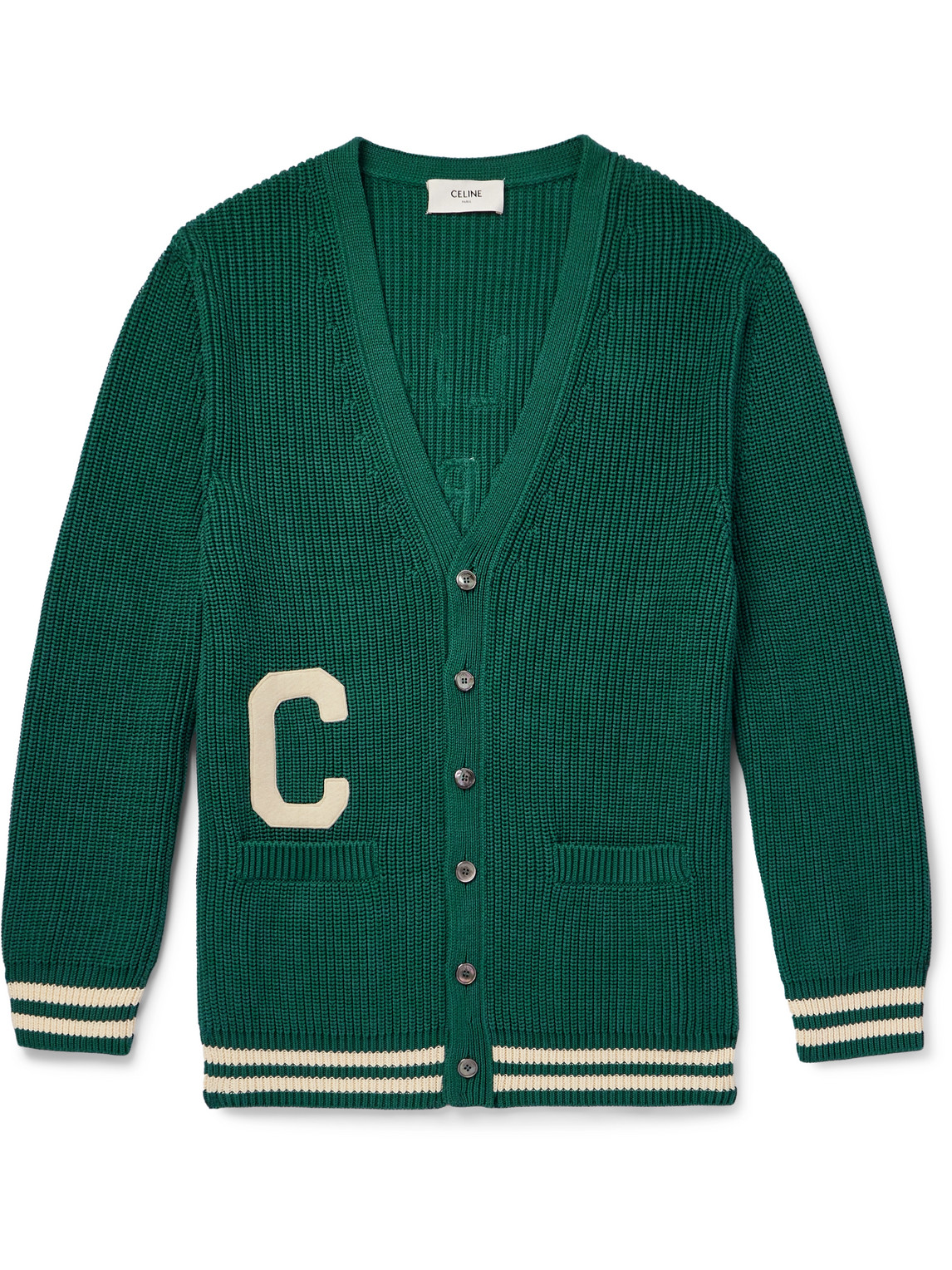 Celine Logo-appliquéd Cotton Cardigan In Animal Print