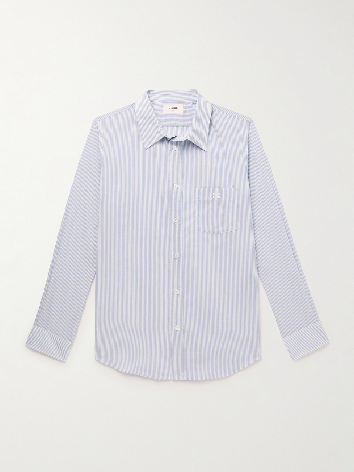 Logo-Embroidered Striped Cotton-Voile Shirt
