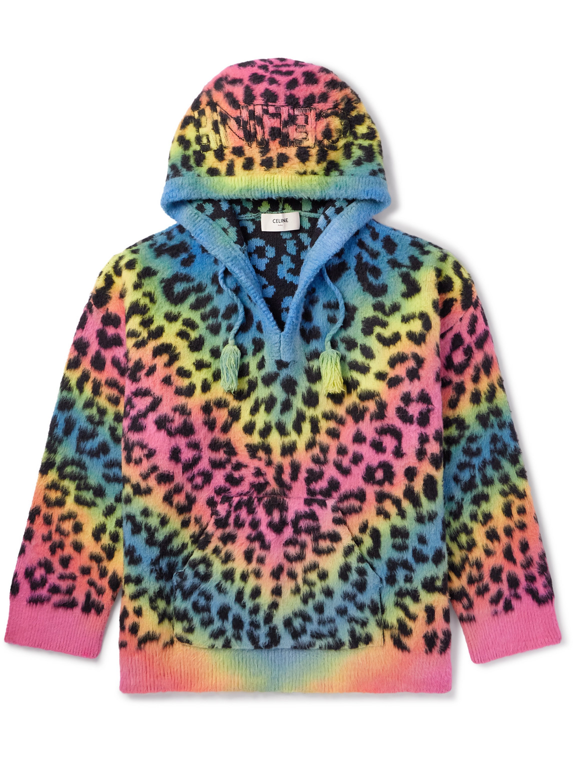 Celine Baja Leopard-print Brushed Cotton-blend Hoodie In Multi