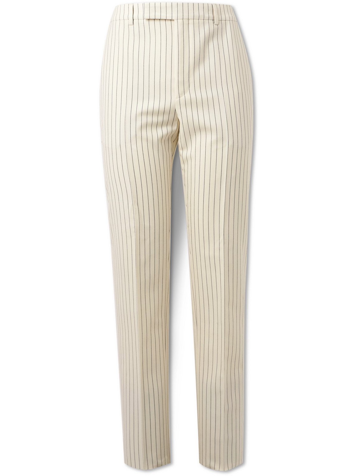 Celine Wool Striped Pants With Flared Legs And Classic Fit In Neutral