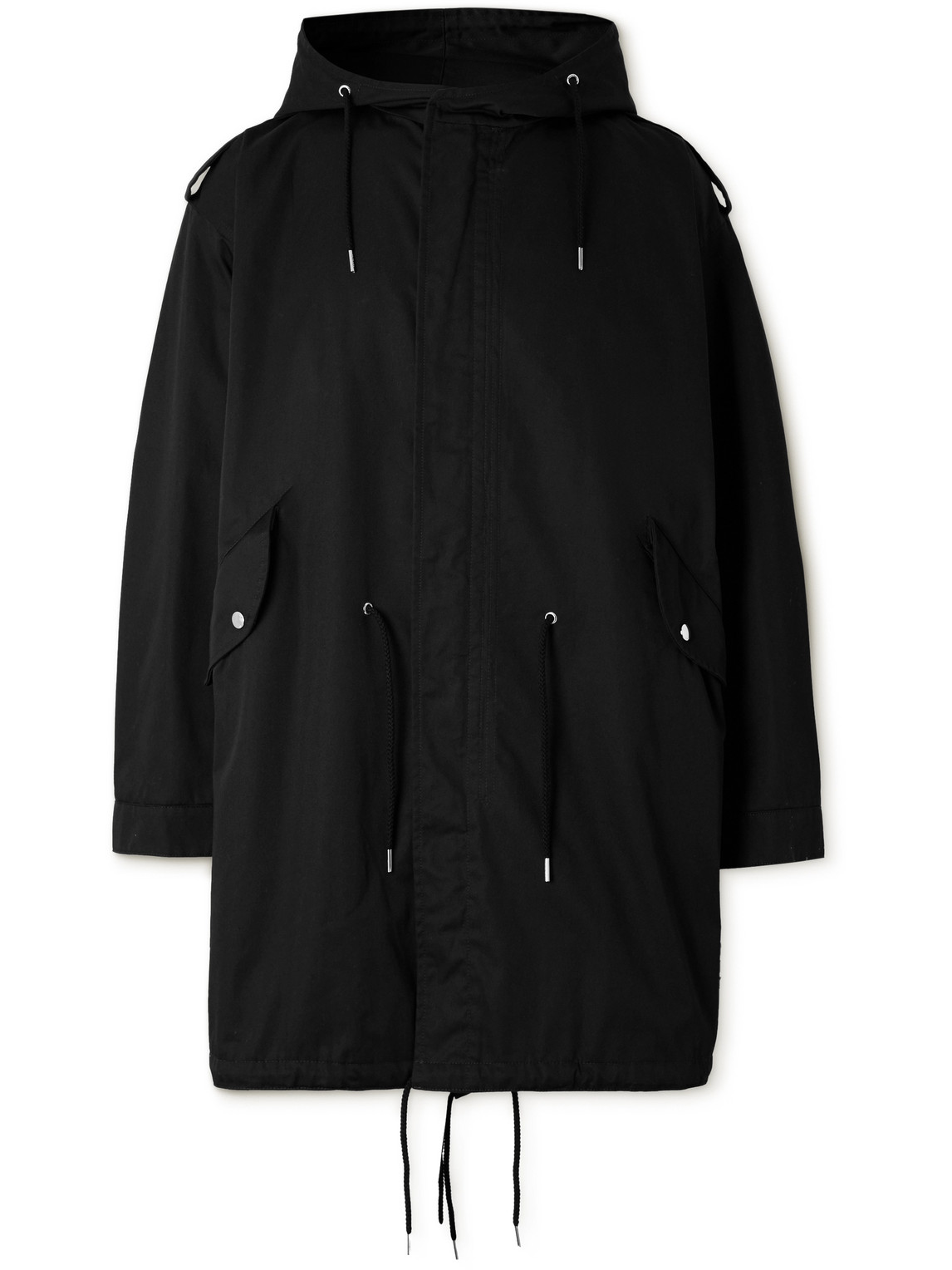 Celine Logo-print Twill Hooded Parka In Green