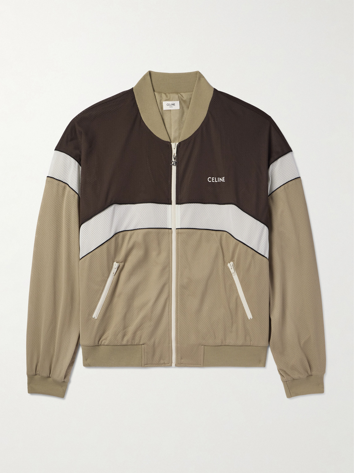 Logo-Print Colour-Block Mesh Track Jacket