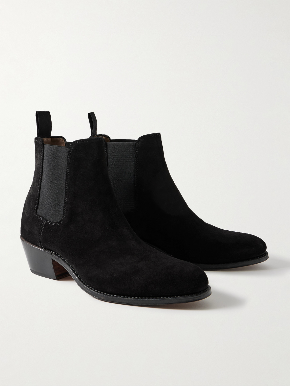 Shop Grenson Marco 222f Suede Chelsea Boots In Black