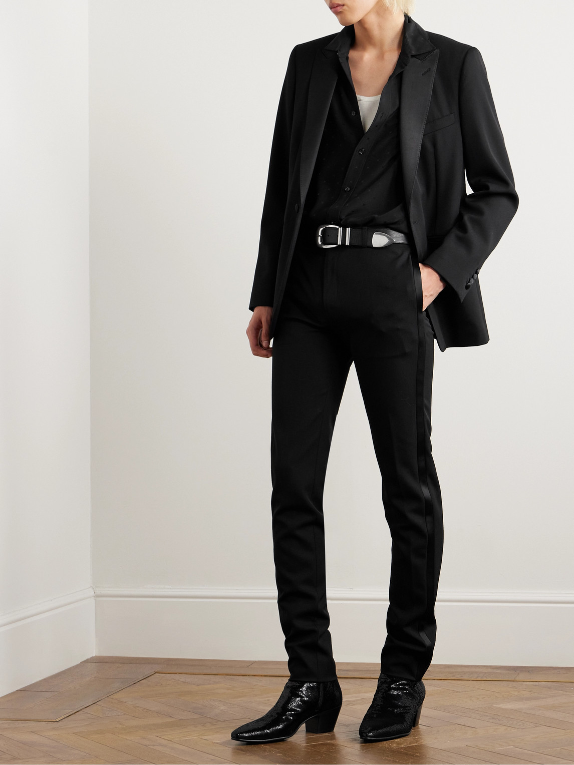 Celine Slim-fit Worsted Wool-gabardine Suit Trousers In Multi