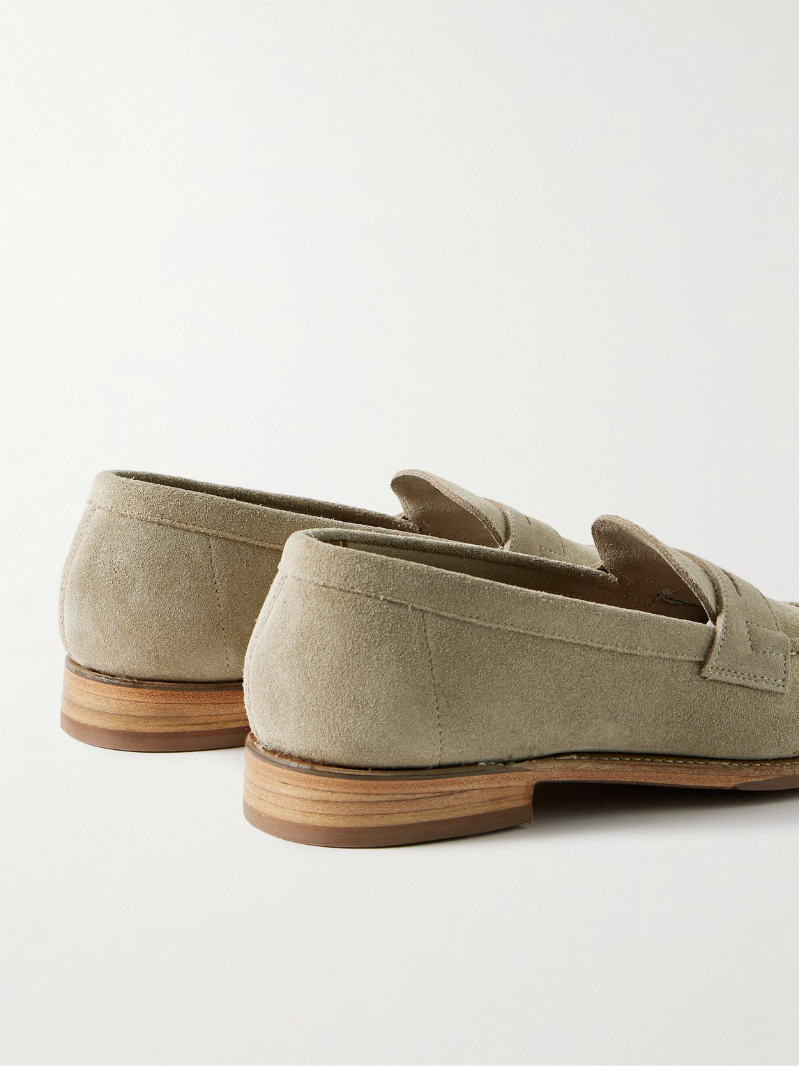 Shop Grenson Floyd Suede Penny Loafers In Neutrals